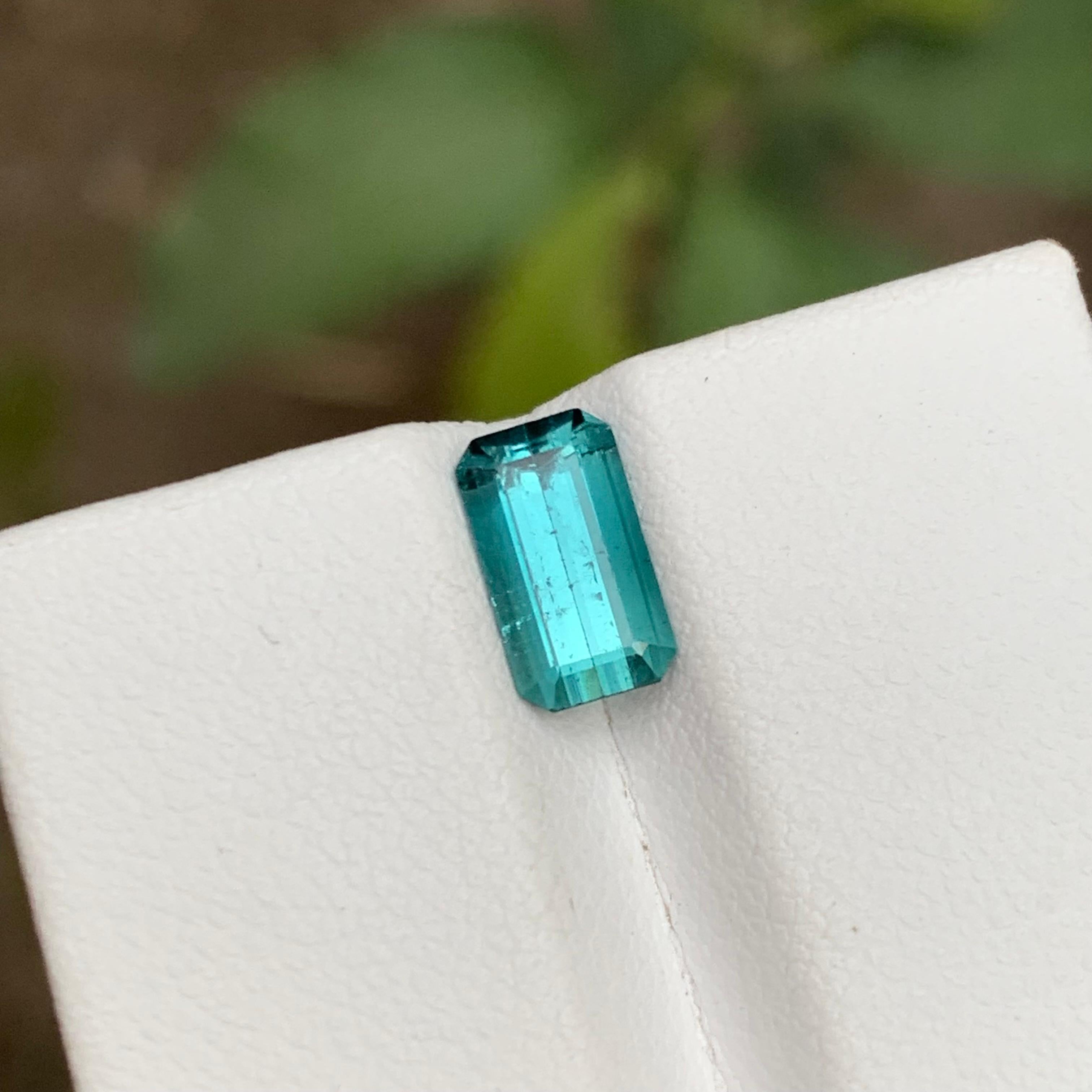 Contemporary Rare Blue Natural Tourmaline Gemstone, 1.60 Ct Emerald Cut for Ring/Jewelry Set For Sale