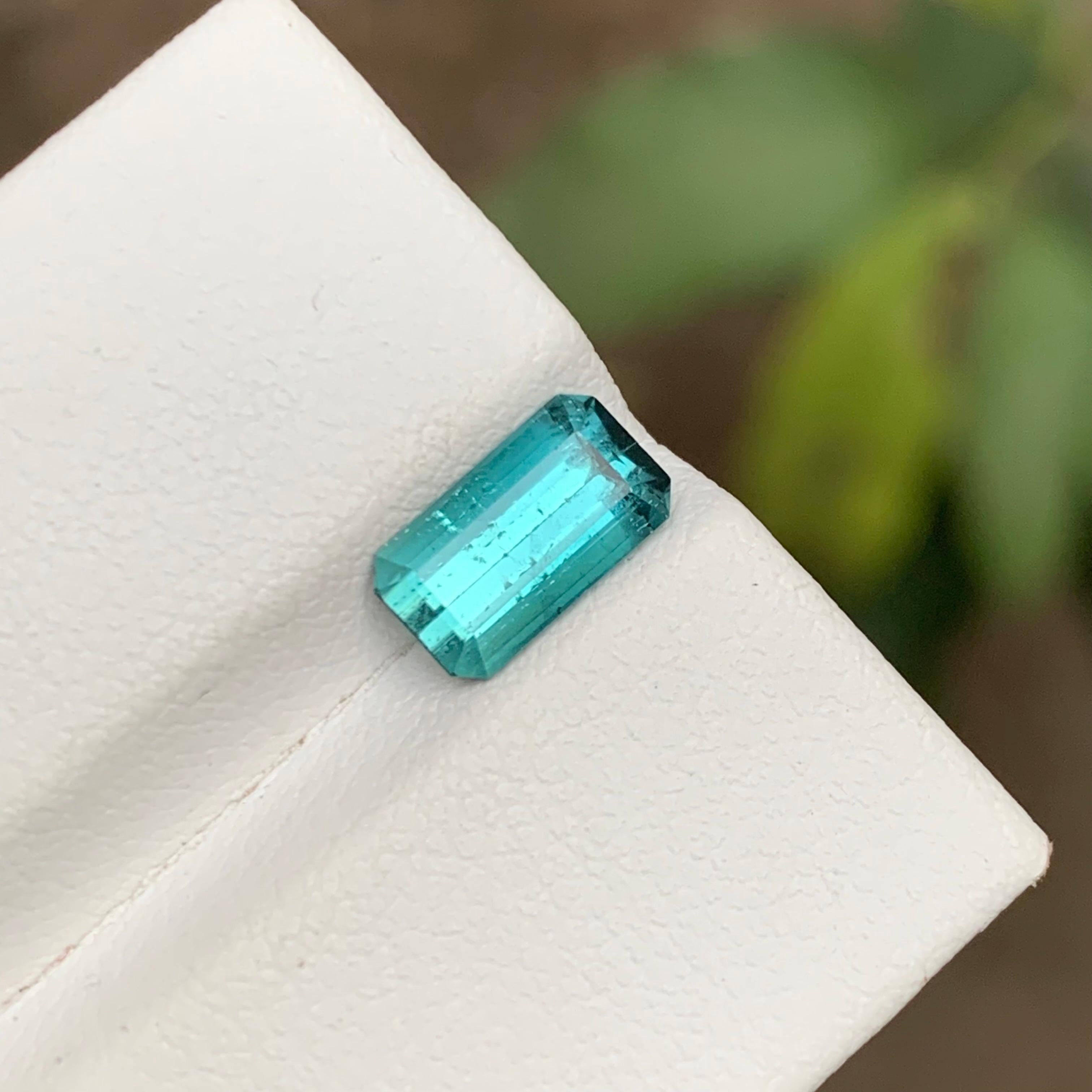 Rare Blue Natural Tourmaline Gemstone, 1.60 Ct Emerald Cut for Ring/Jewelry Set For Sale 1
