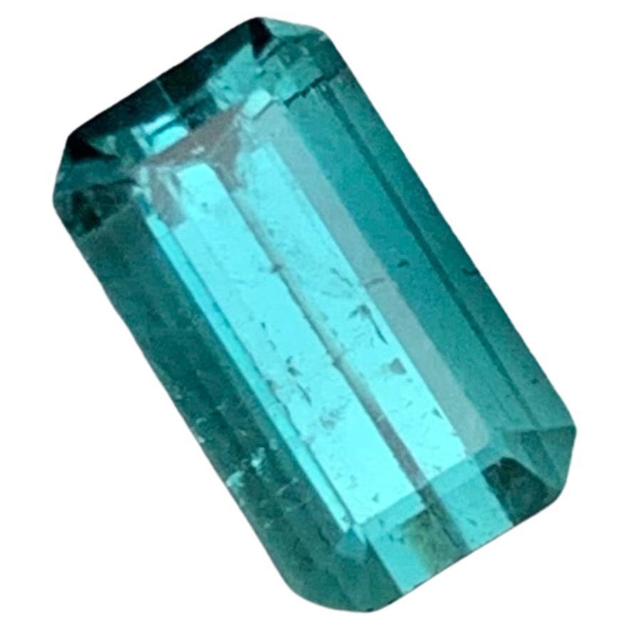 Rare Blue Natural Tourmaline Gemstone, 1.60 Ct Emerald Cut for Ring/Jewelry Set For Sale