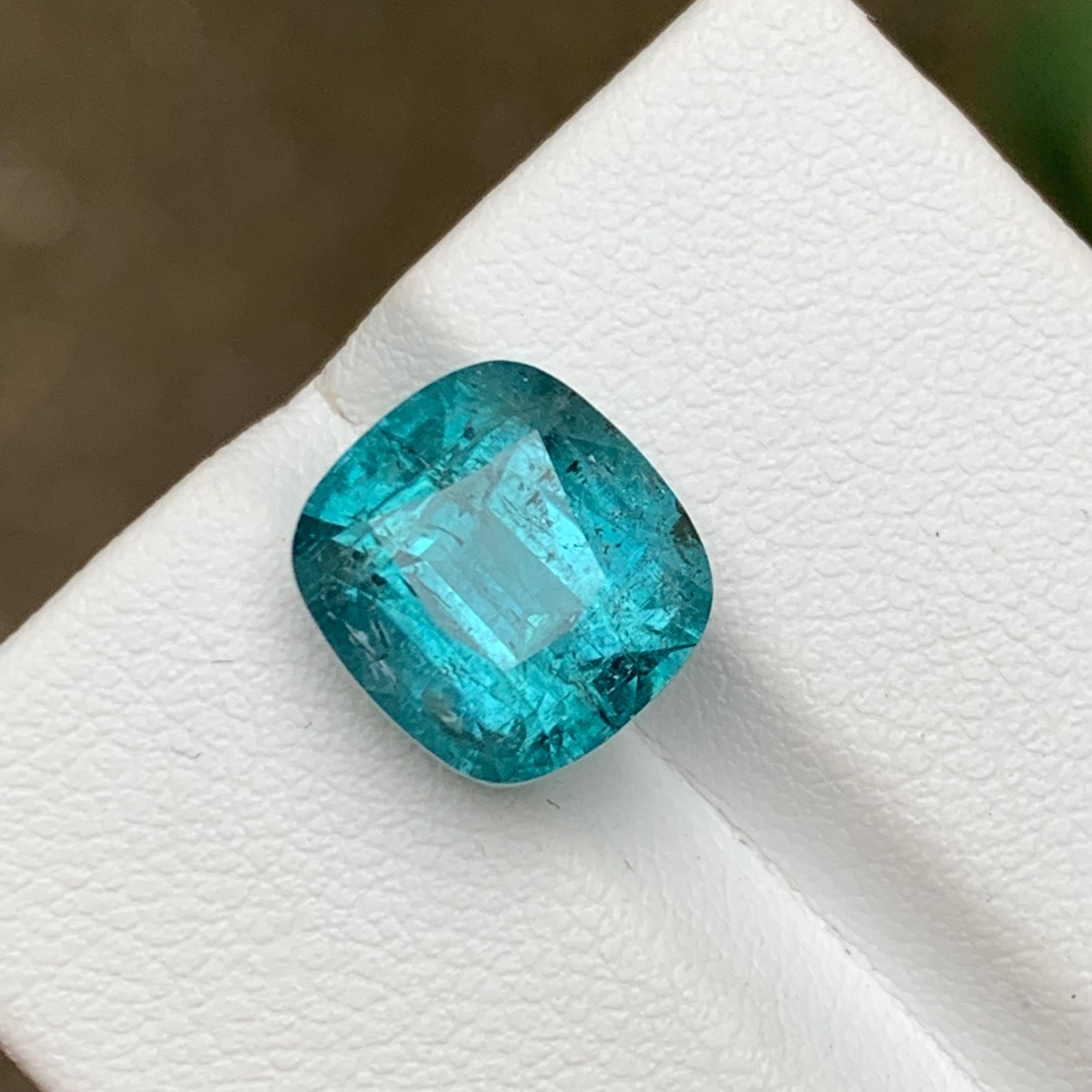 Rare Blue Natural Tourmaline Gemstone, 6.25 Ct Cushion Cut for Ring/Jewelry  For Sale 10