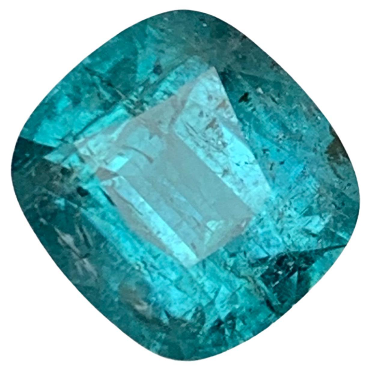 Rare Blue Natural Tourmaline Gemstone, 6.25 Ct Cushion Cut for Ring/Jewelry  For Sale
