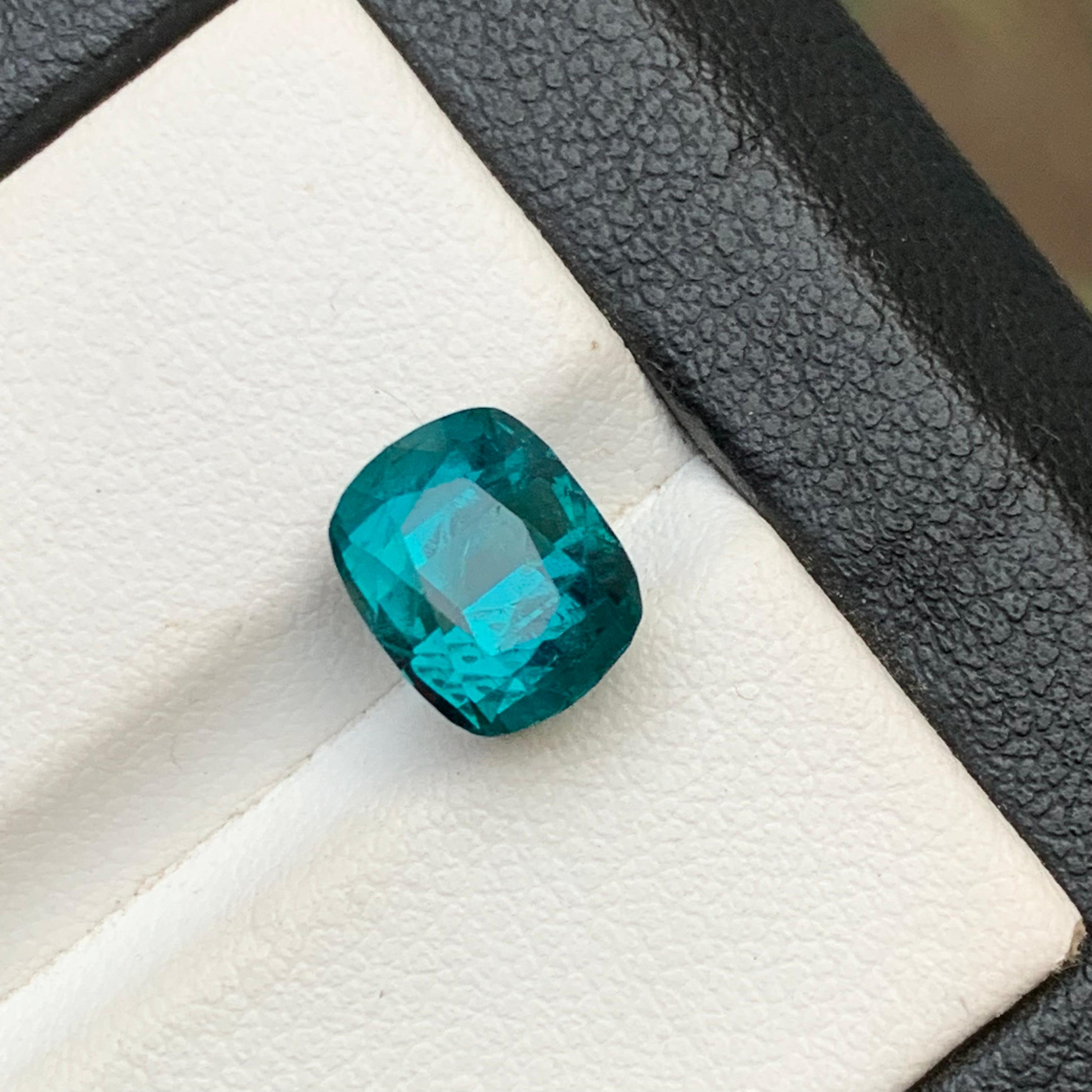 Raro Anillo de Turmalina Natural Azul Piedra Preciosa Suelta 3.55 Ct Corte Cojín para Joyería en venta 5