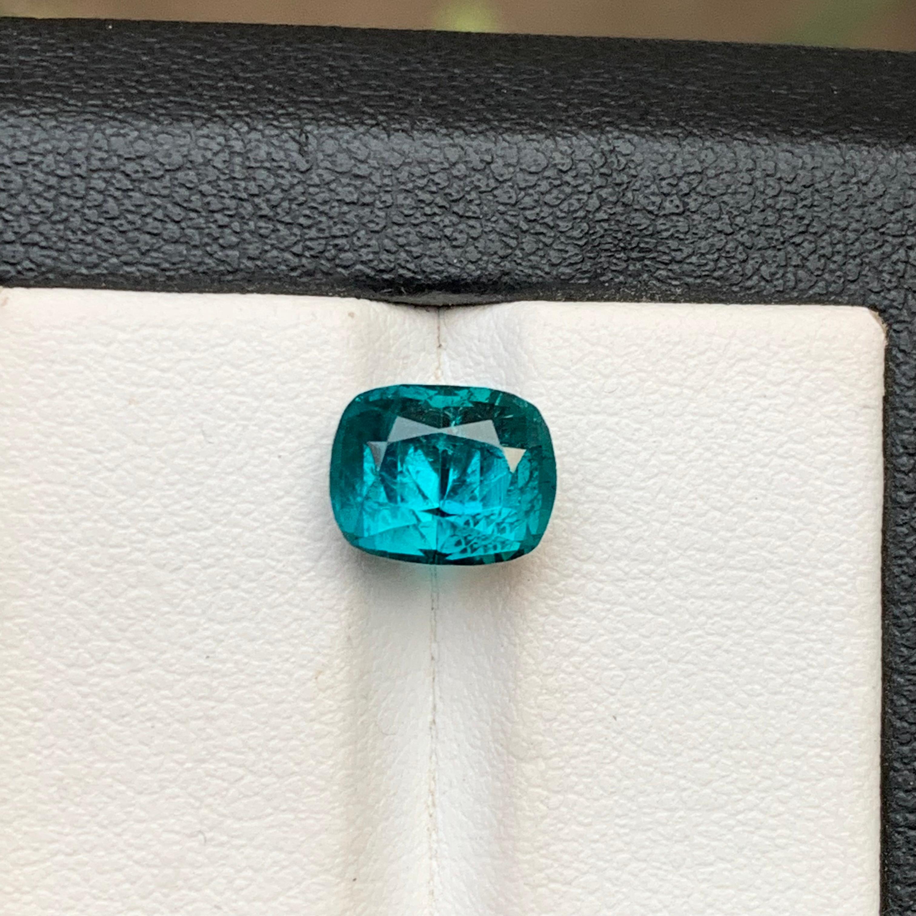 Raro Anillo de Turmalina Natural Azul Piedra Preciosa Suelta 3.55 Ct Corte Cojín para Joyería en venta 1