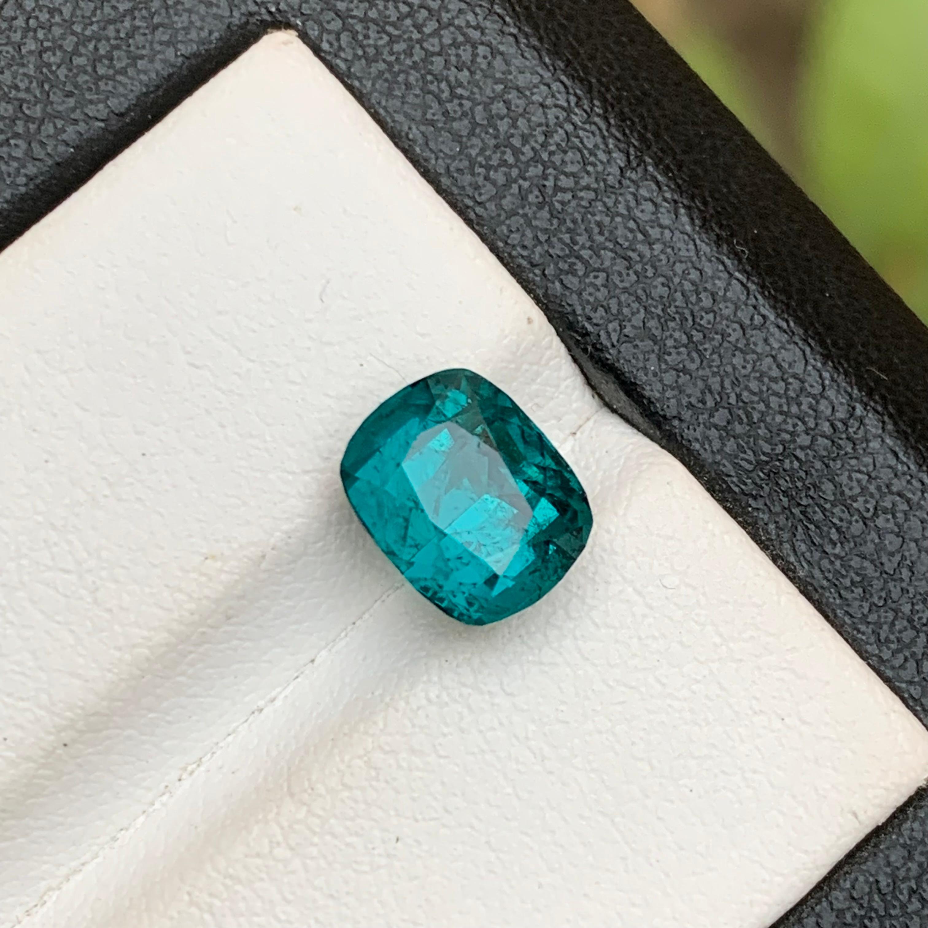 Raro Anillo de Turmalina Natural Azul Piedra Preciosa Suelta 3.55 Ct Corte Cojín para Joyería en venta 2