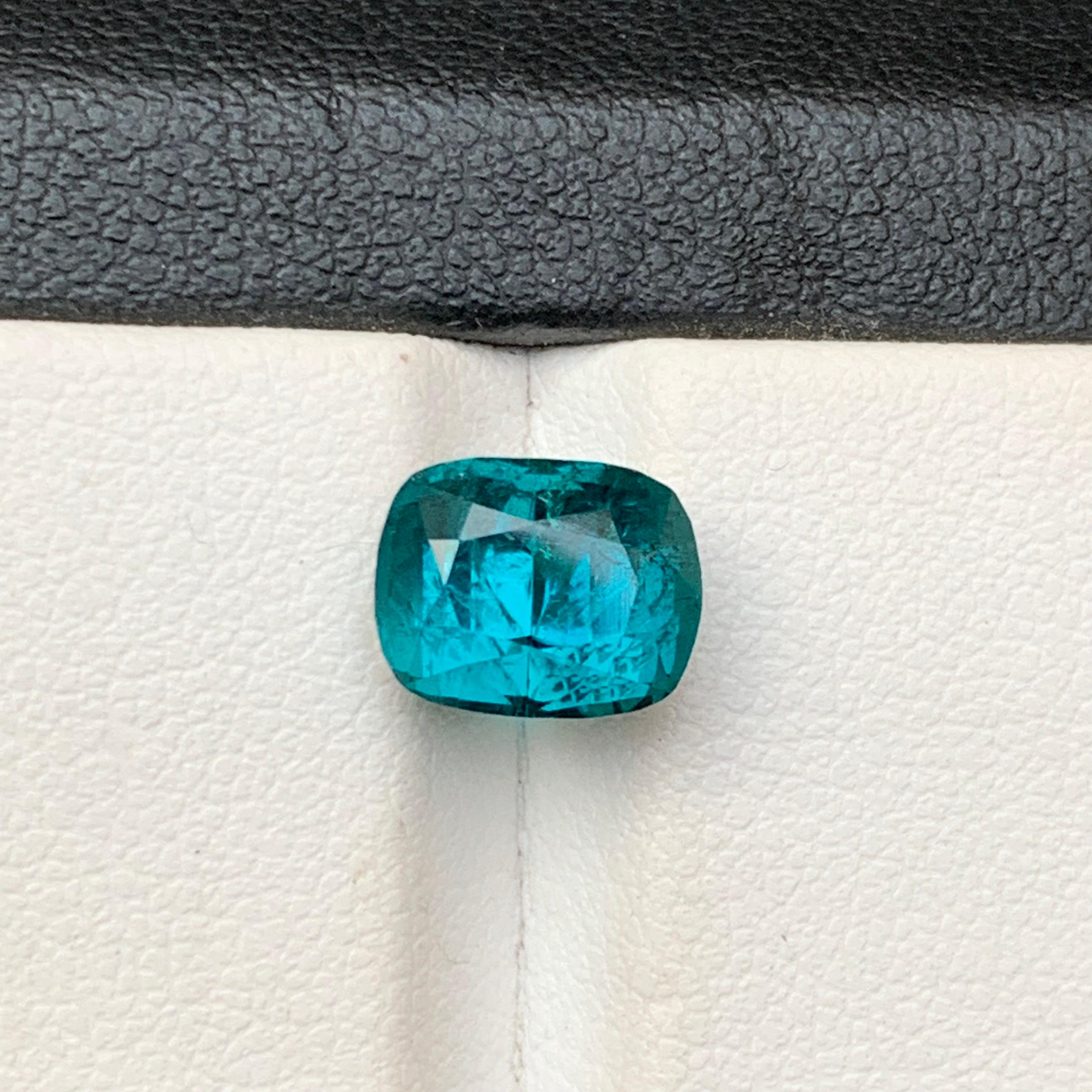 Raro Anillo de Turmalina Natural Azul Piedra Preciosa Suelta 3.55 Ct Corte Cojín para Joyería en venta 3