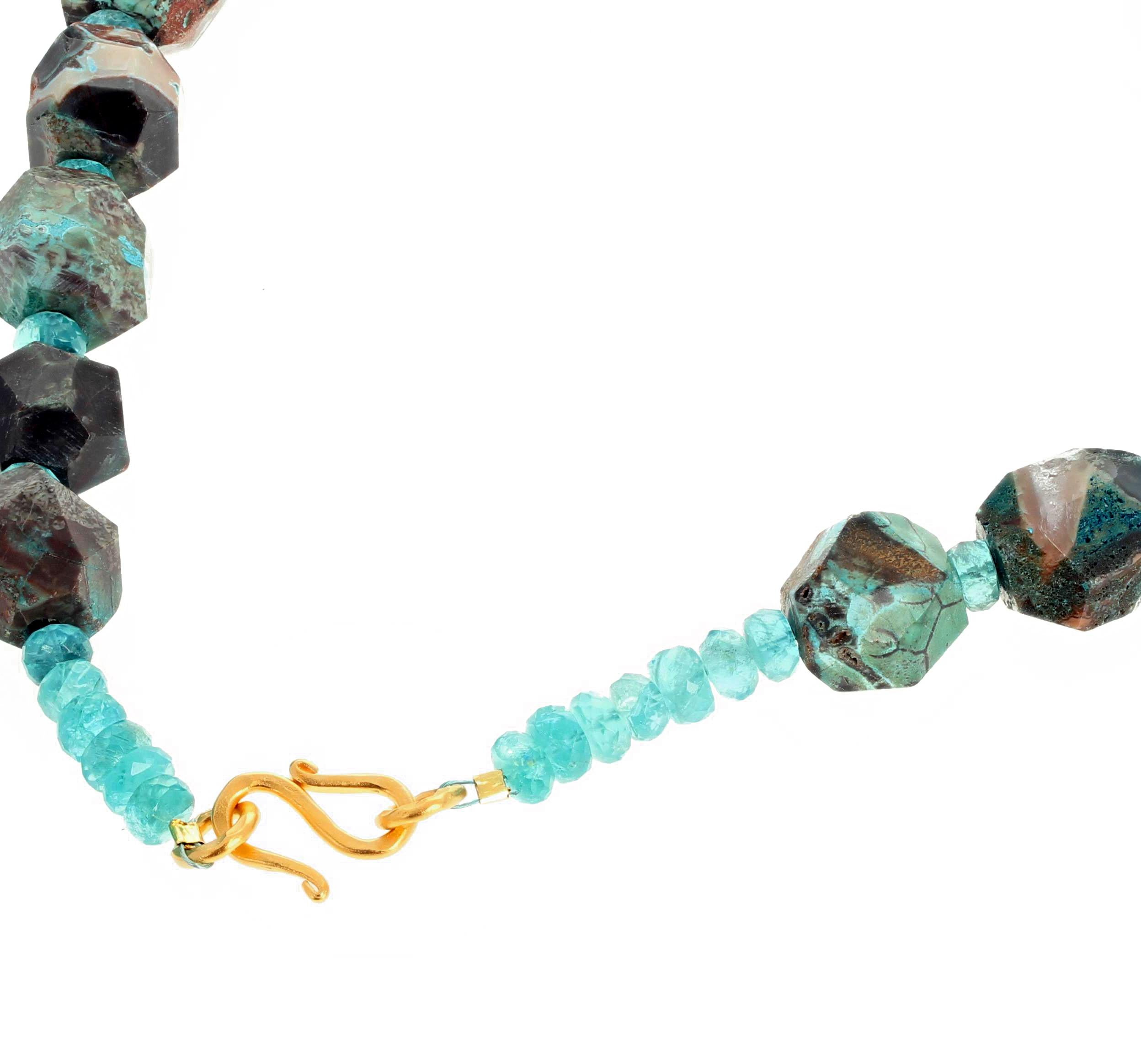 AJD Elegant Very Rare Blue Ocean Jasper & Apatite Necklace In New Condition For Sale In Raleigh, NC
