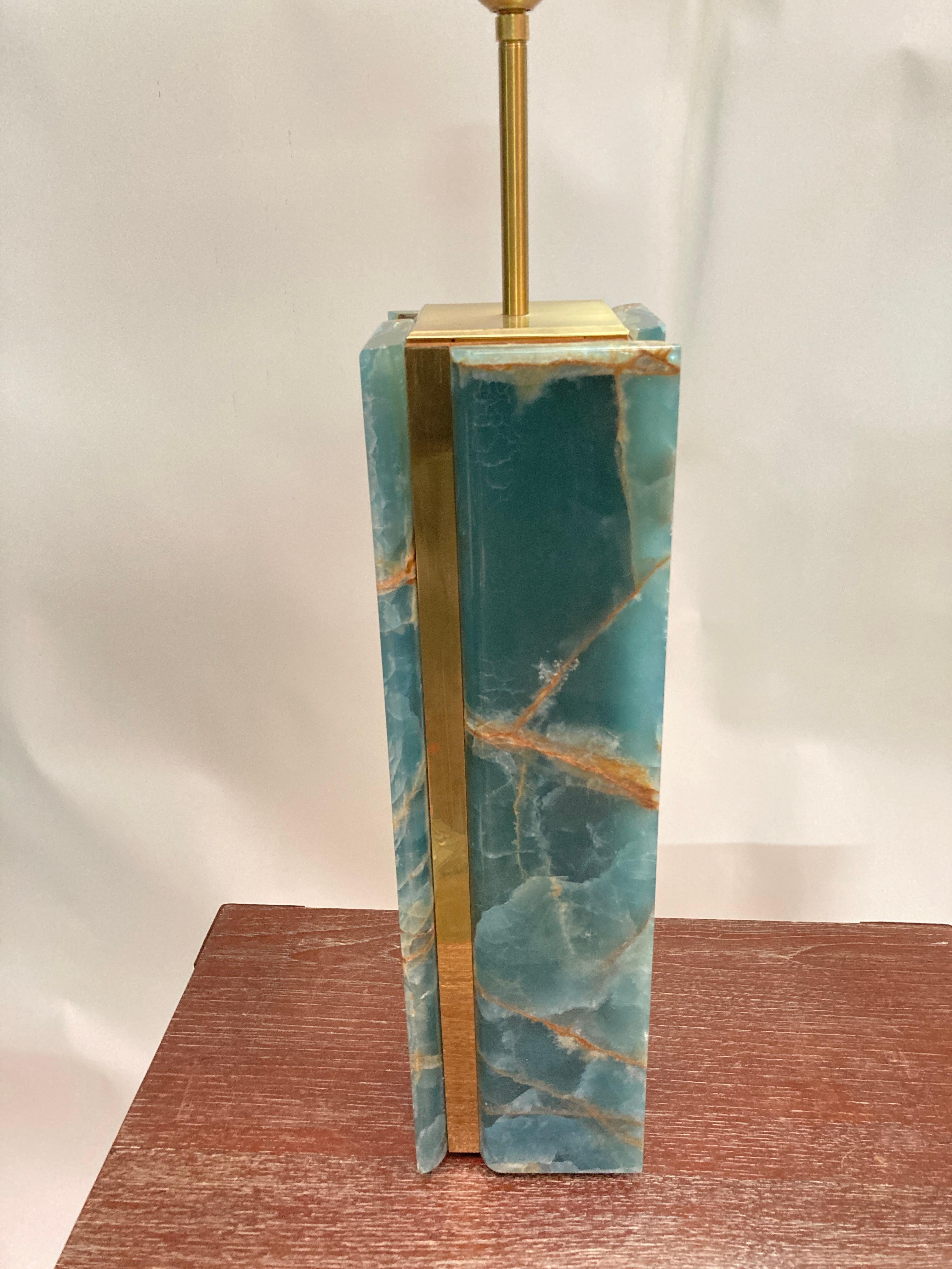 Rare blue onyx table lamp 
Signed 
Great condition