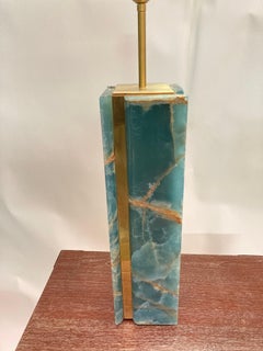 Rare blue onyx table lamp signed Starba Basel