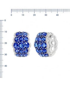 Rare Blue Pure Sapphire White Diamond Dome White Gold Lever-Back Earrings