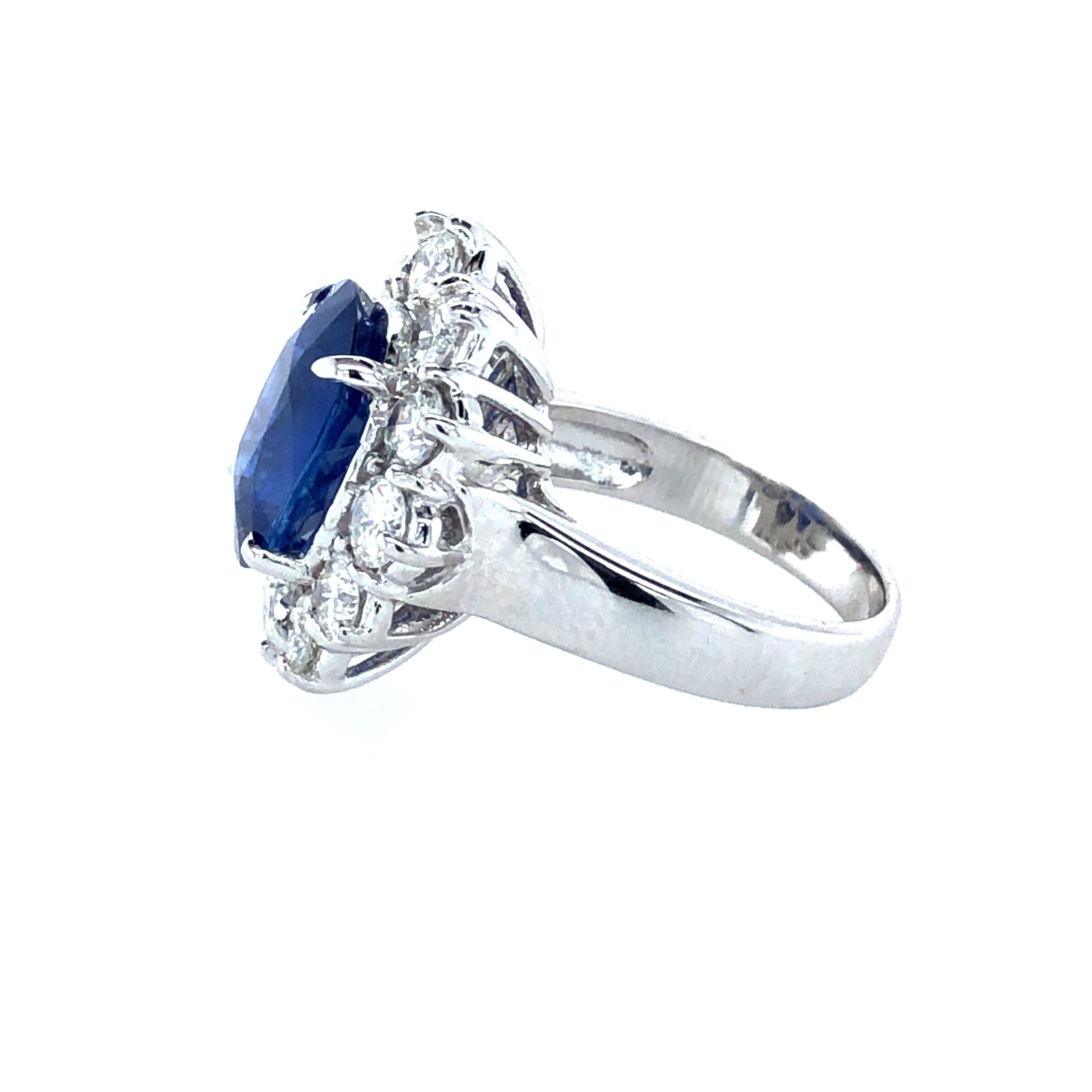 Women's Rare Blue Sapphire 5.91 Ct Burma No Heat & 2.40 Ct Diamonds Ring, AGL Certified