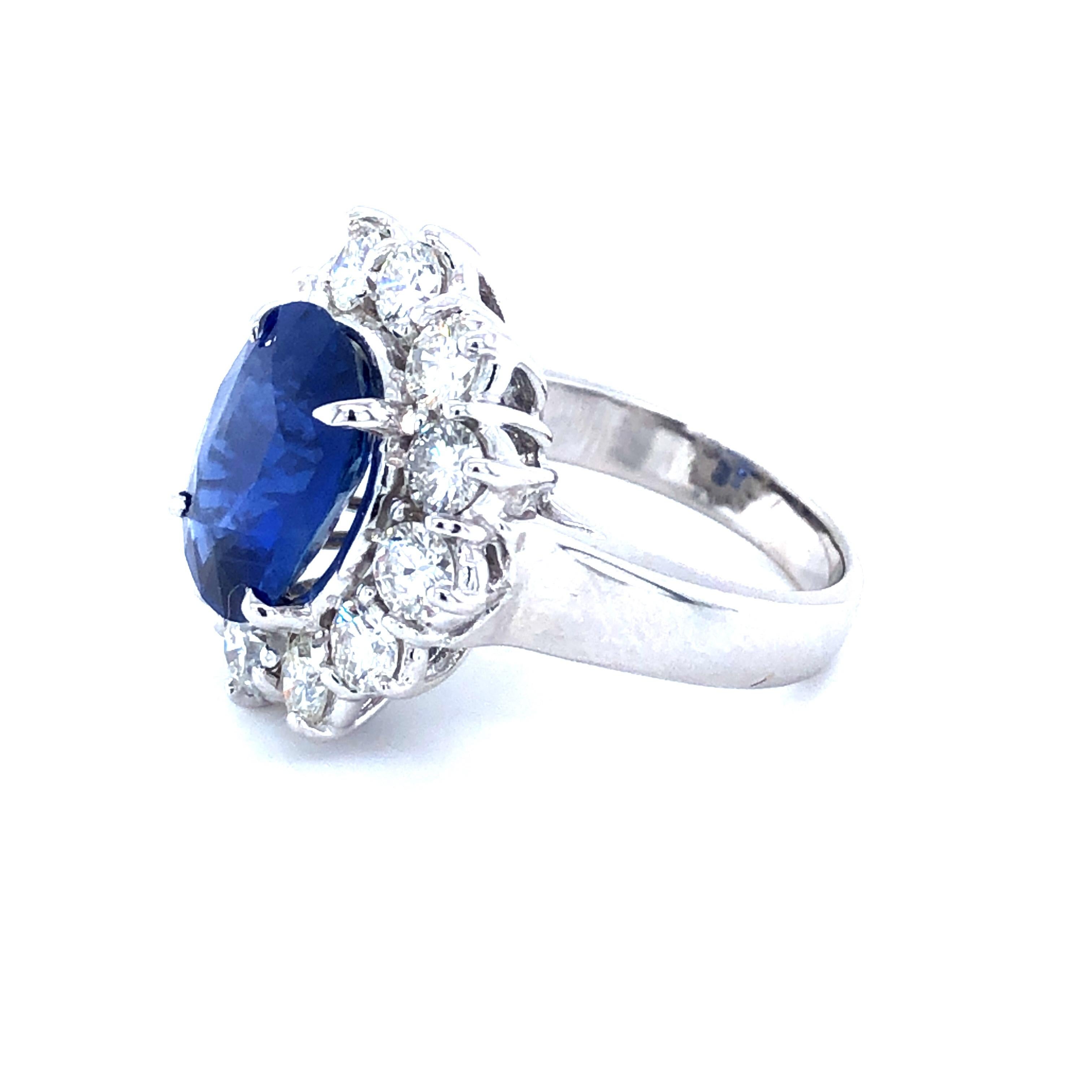 Rare Blue Sapphire 5.91 Ct Burma No Heat & 2.40 Ct Diamonds Ring, AGL Certified 1