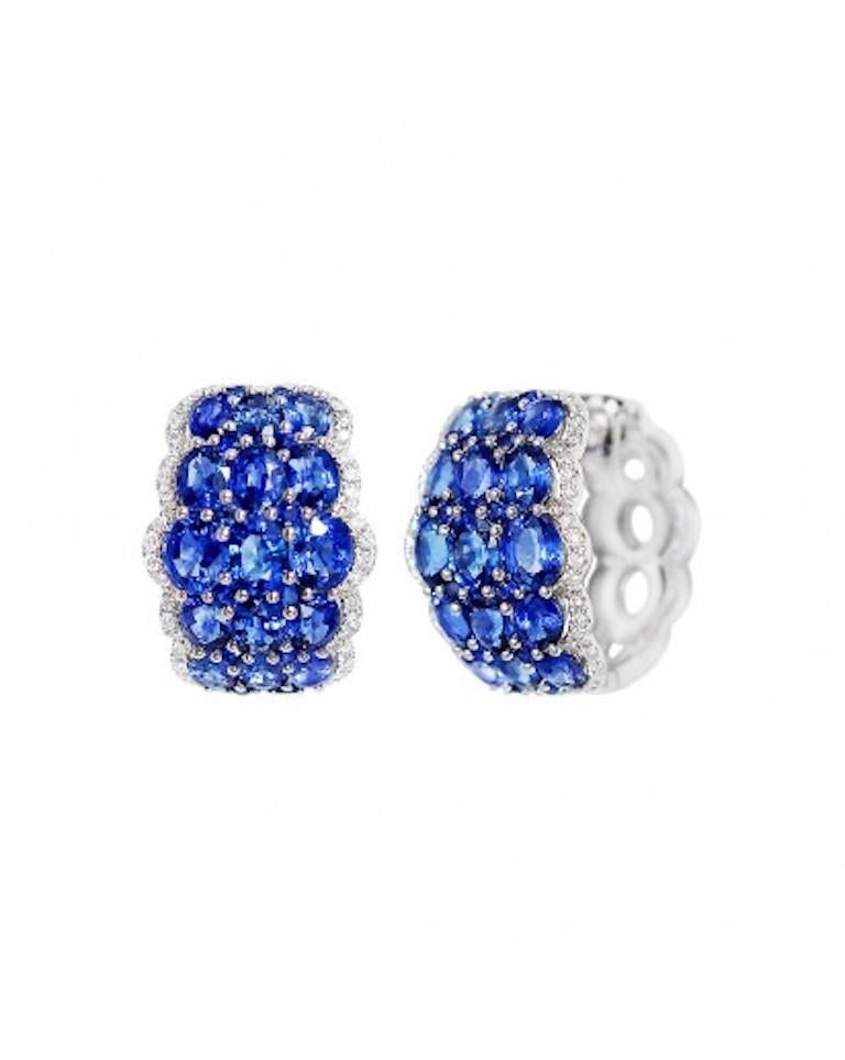 Women's Rare Blue Sapphire White Diamond Dome White Gold Rare Ring For Sale