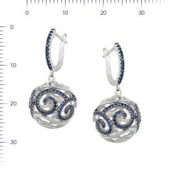 Rare Blue Sapphire White Gold Statement Earrings