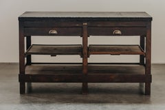 Rare Blue Stone Island Printing Table From France, Circa 1940