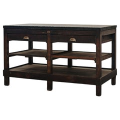 Rare Blue Stone Island Printing Table From France, Circa 1940