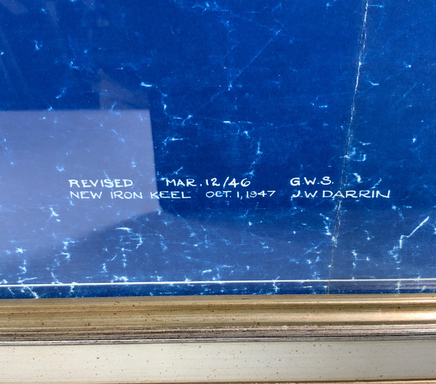 Mid-20th Century Rare Blueprint of Yacht Malabar Jr