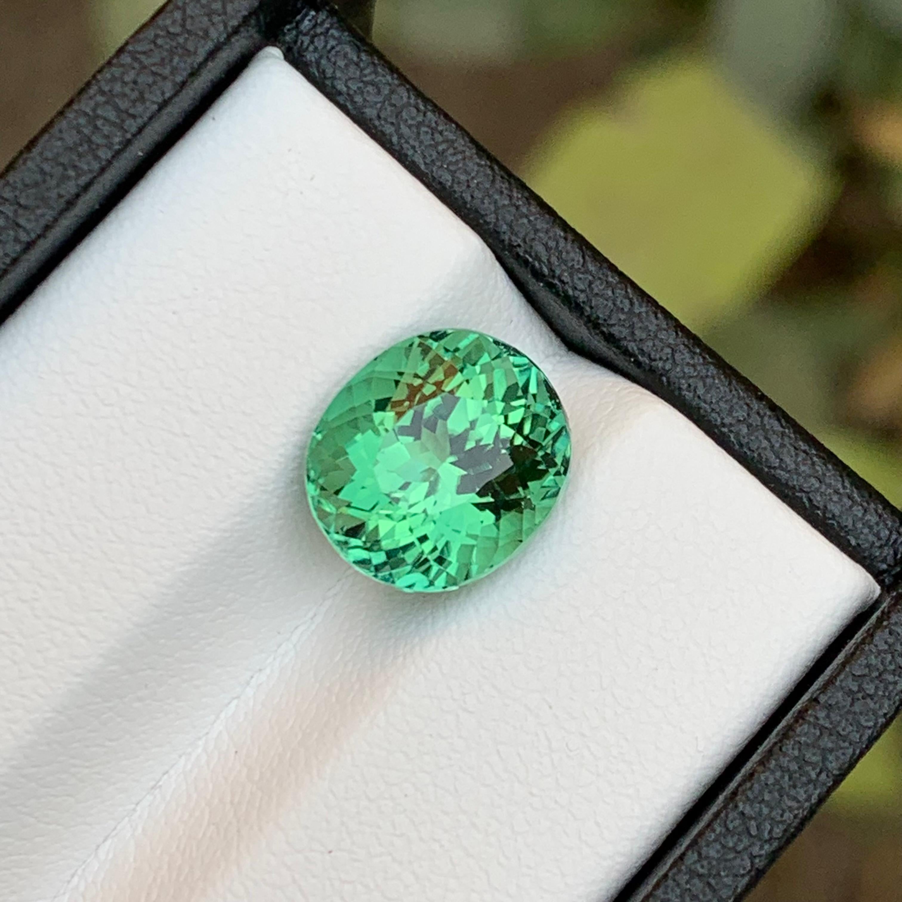 Rare Bluish Green Fancy Cushion Cut Natural Tourmaline Loose Gemstone, 5.50 Ct For Sale 7