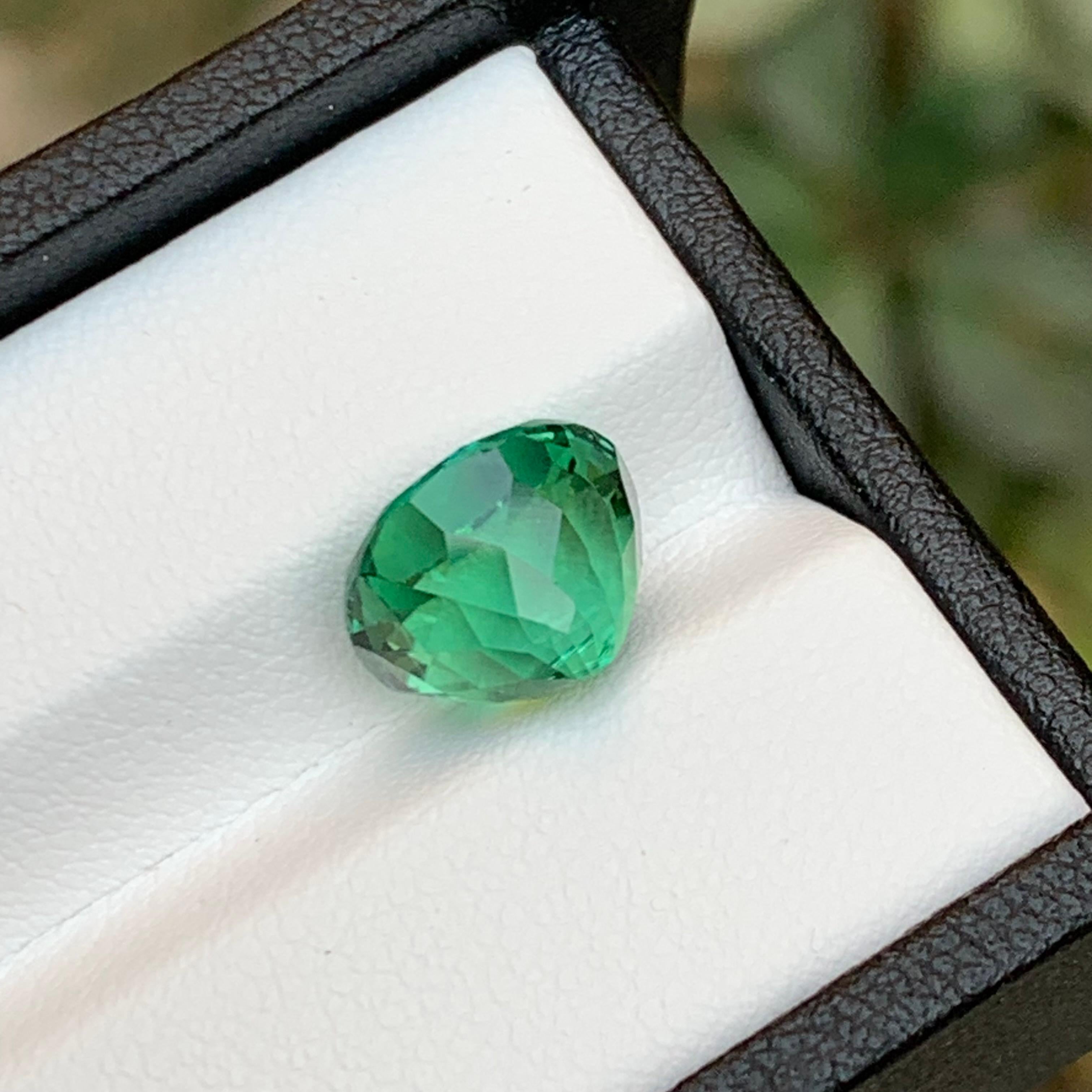 Rare tourmaline naturelle vert bleuté taille coussin fantaisie, 5,50 carats en vente 1
