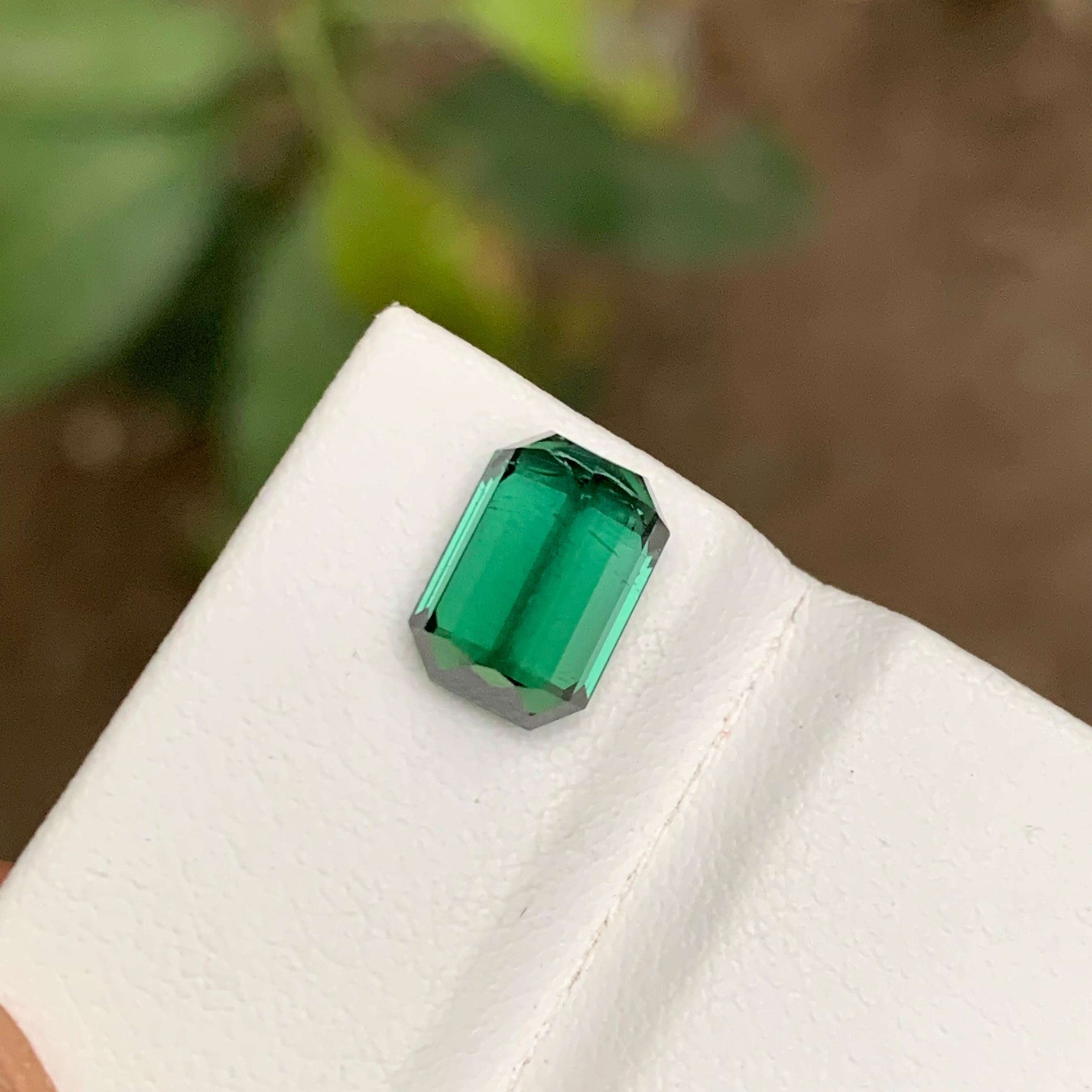 Rare Bluish Green Natural Tourmaline Gemstone 3.15Ct Emerald Cut for RingPendant In New Condition For Sale In Peshawar, PK