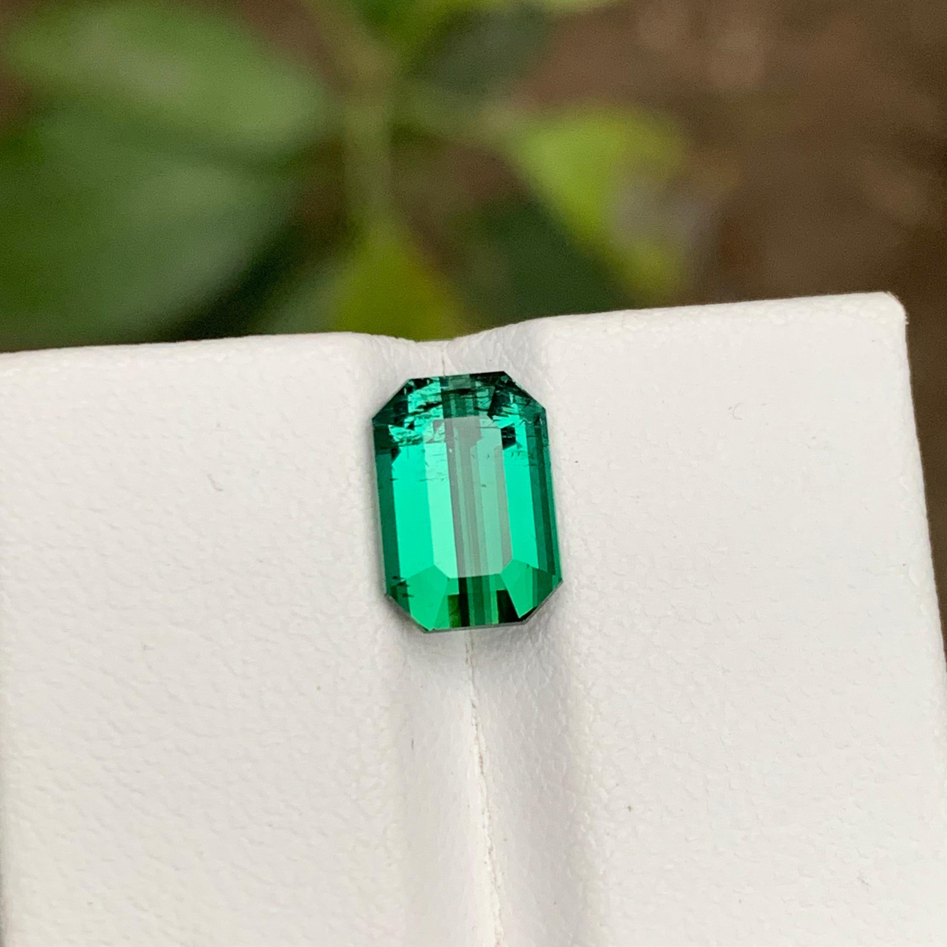 Rare Bluish Green Natural Tourmaline Gemstone 3.15Ct Emerald Cut for RingPendant For Sale 2
