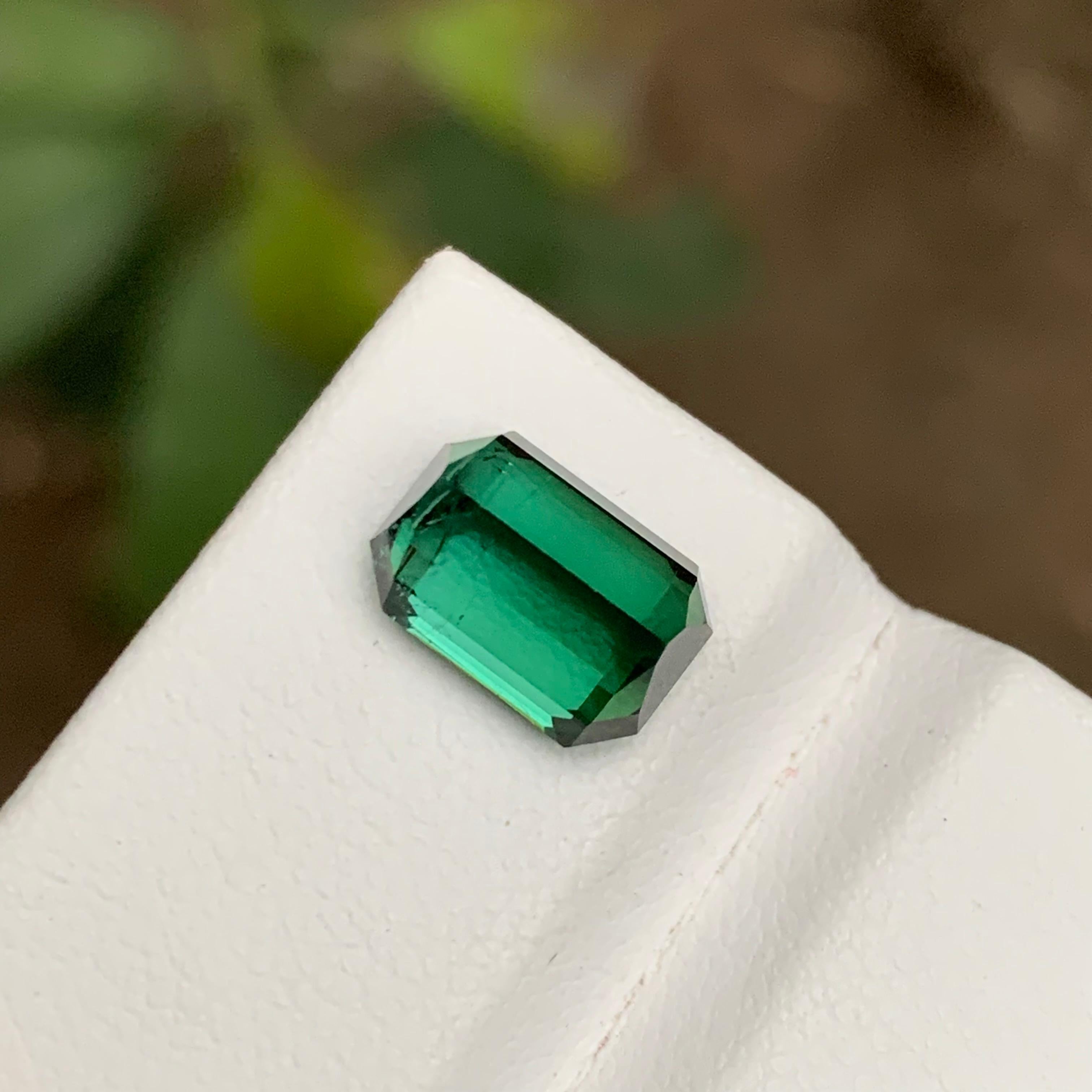 Rare Bluish Green Natural Tourmaline Gemstone 3.15Ct Emerald Cut for RingPendant For Sale 3