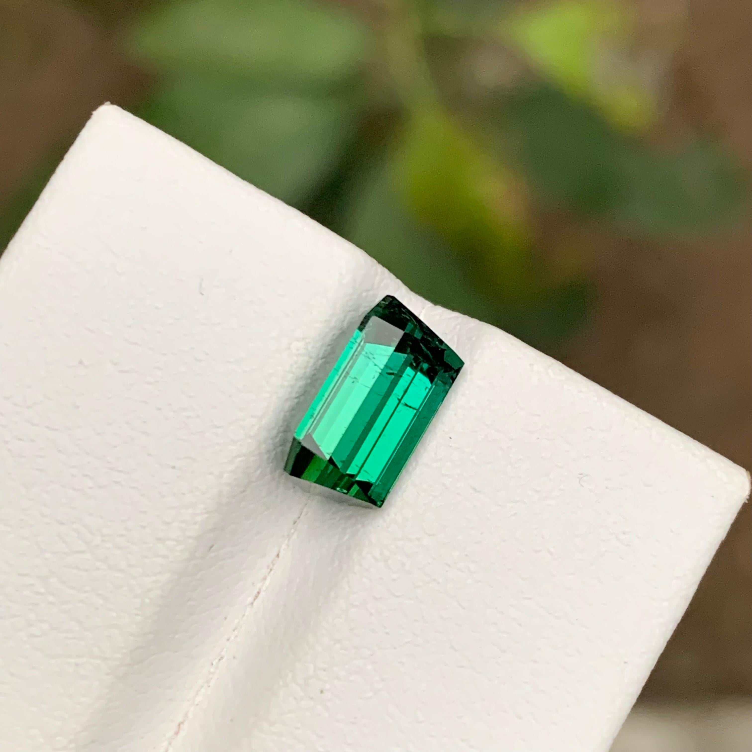 Rare Bluish Green Natural Tourmaline Gemstone 3.15Ct Emerald Cut for RingPendant For Sale 4