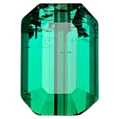 Rare Bluish Green Natural Tourmaline Gemstone 3.15Ct Emerald Cut for RingPendant