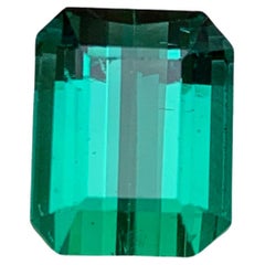 Rara gema de turmalina natural verde azulada, 5,65 qt joya con talla de esmeralda en forma de anillo