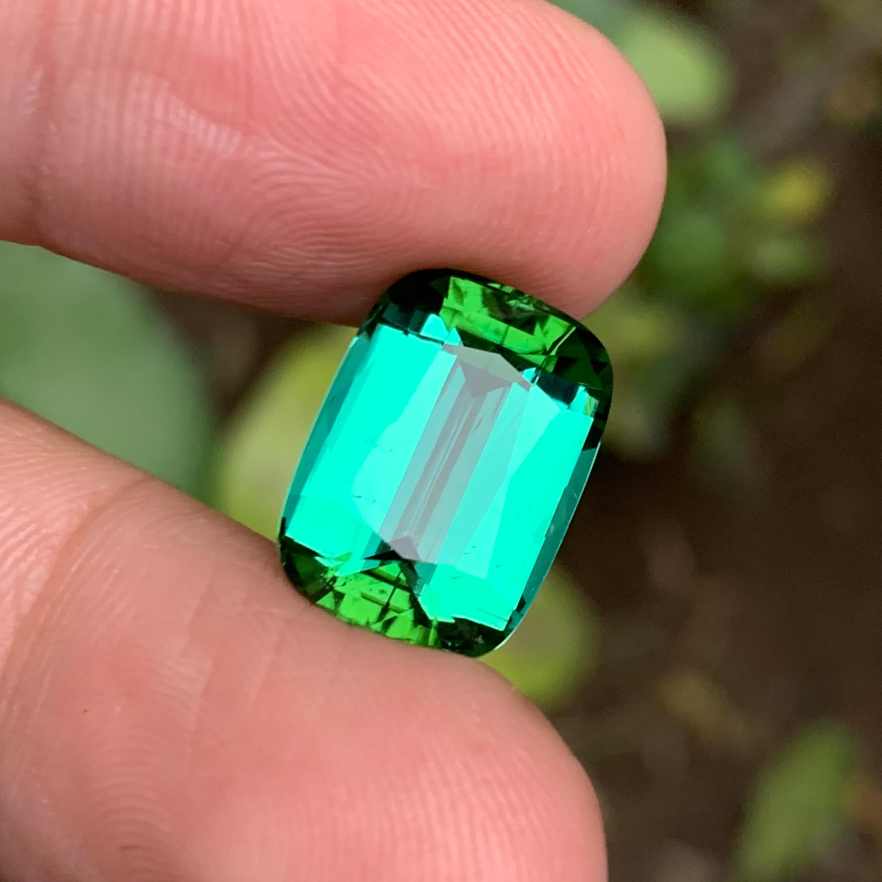 Femenino o masculino Rara Gema Suelta de Turmalina Natural Verde Azulada, 11,10 Ct-Paso Cojín Afgh. en venta