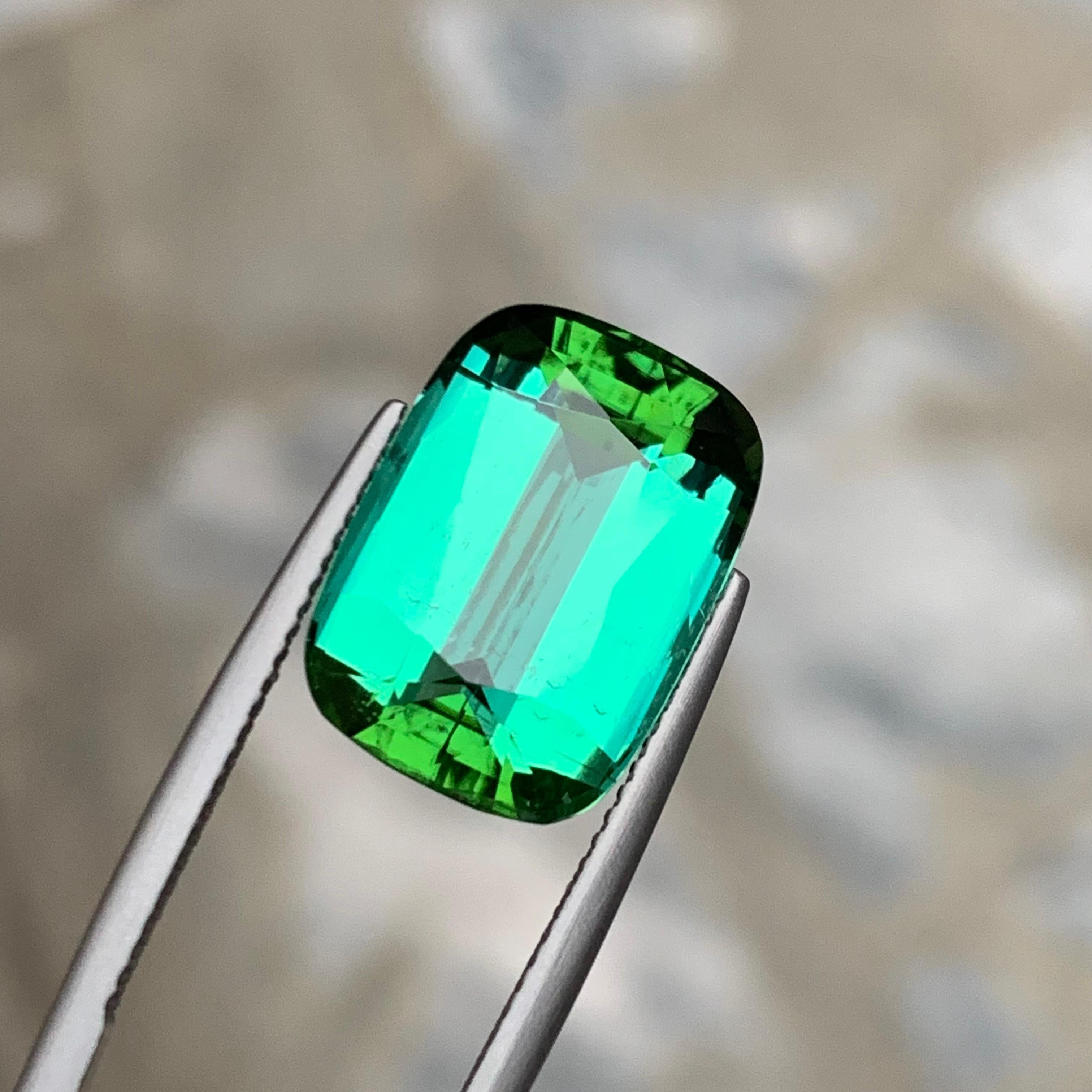 Rara Gema Suelta de Turmalina Natural Verde Azulada, 11,10 Ct-Paso Cojín Afgh. en venta 2