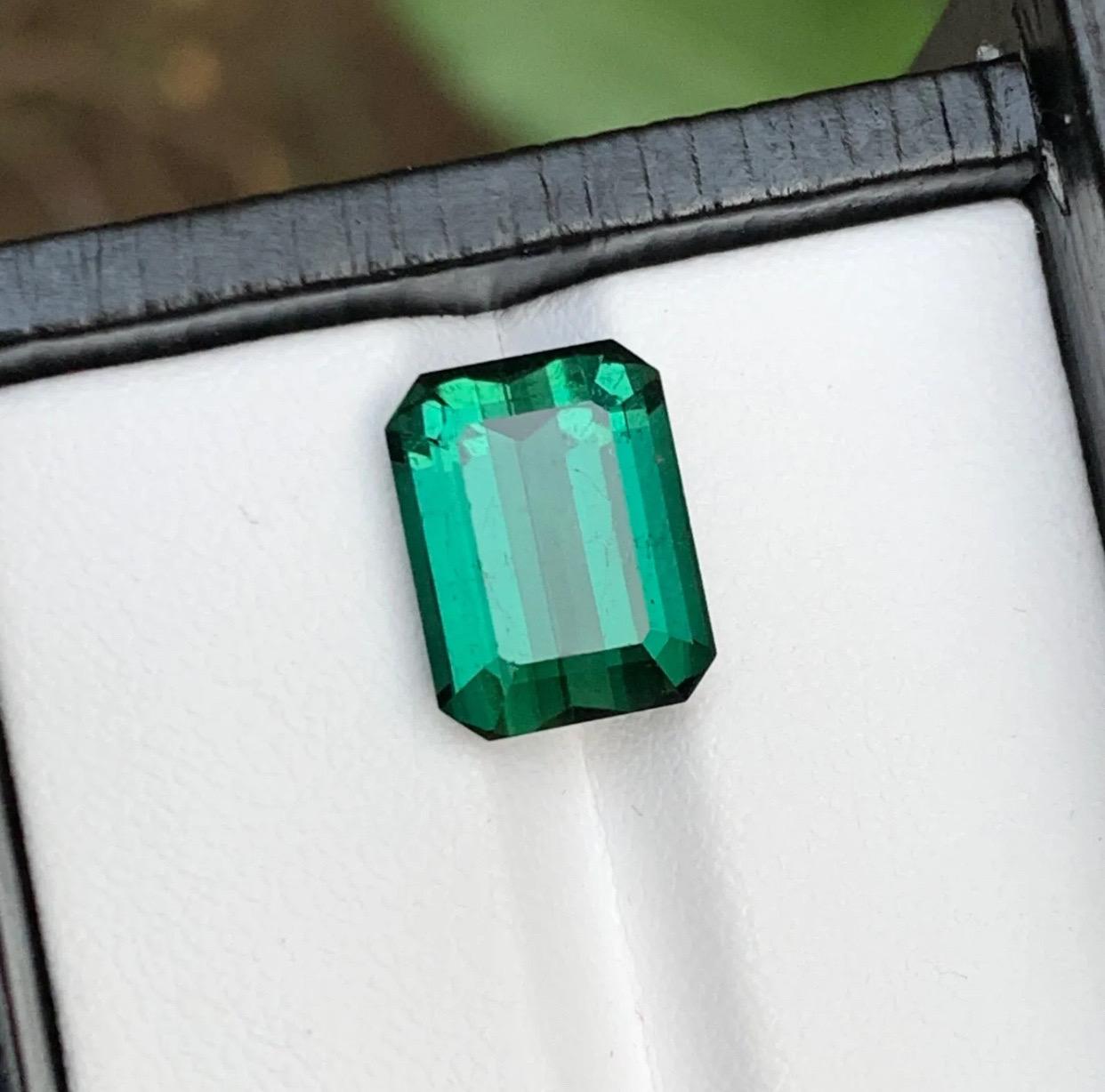Rare Bluish Green Natural Tourmaline Loose Gemstone, 6.50 Ct-Emerald Cut Afghani For Sale 5