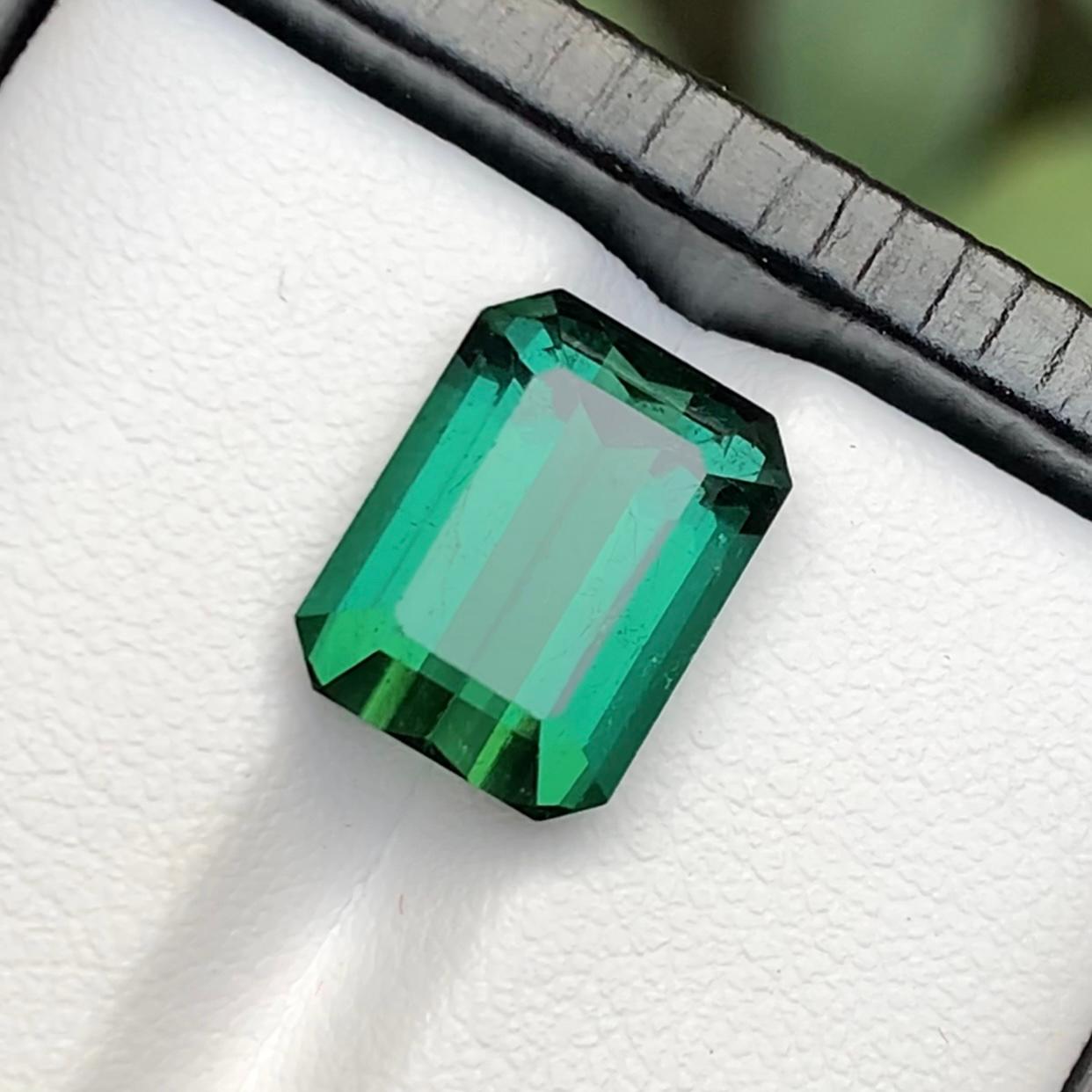 Rare Bluish Green Natural Tourmaline Loose Gemstone, 6.50 Ct-Emerald Cut Afghani For Sale 6