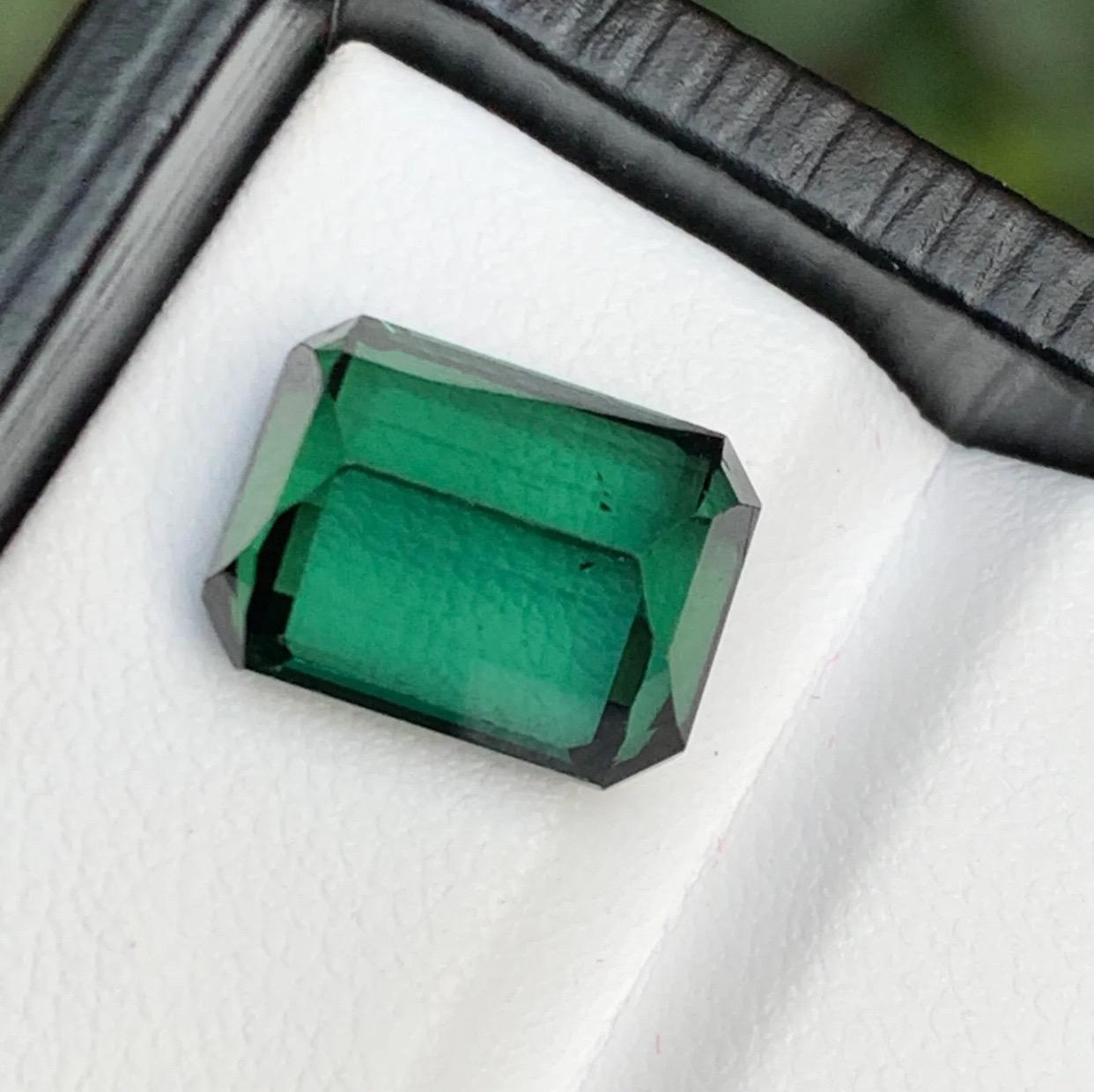 Women's or Men's Rare Bluish Green Natural Tourmaline Loose Gemstone, 6.50 Ct-Emerald Cut Afghani For Sale