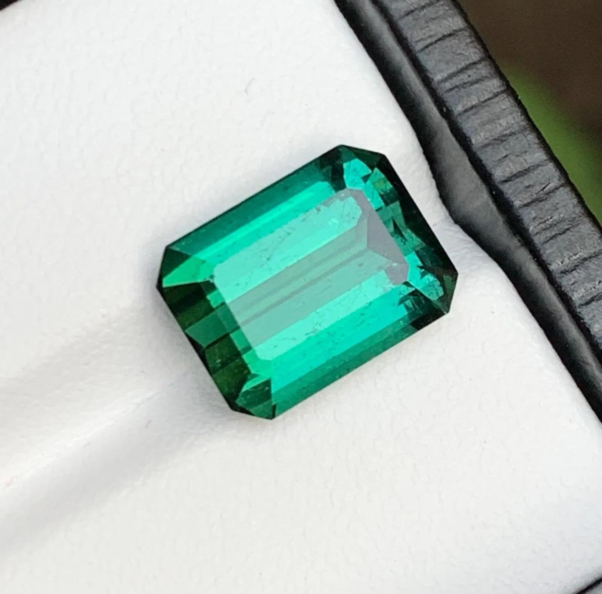 Rare Bluish Green Natural Tourmaline Loose Gemstone, 6.50 Ct-Emerald Cut Afghani For Sale 1