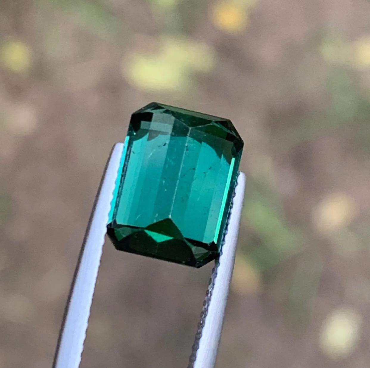 Rare Bluish Green Natural Tourmaline Loose Gemstone, 6.50 Ct-Emerald Cut Afghani For Sale 3