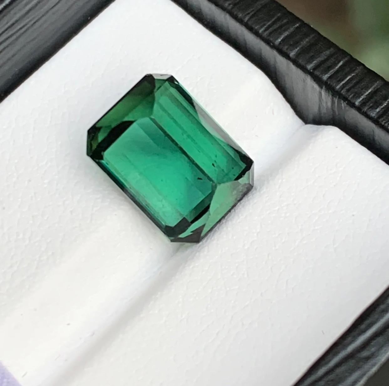 Rare Bluish Green Natural Tourmaline Loose Gemstone, 6.50 Ct-Emerald Cut Afghani For Sale 4