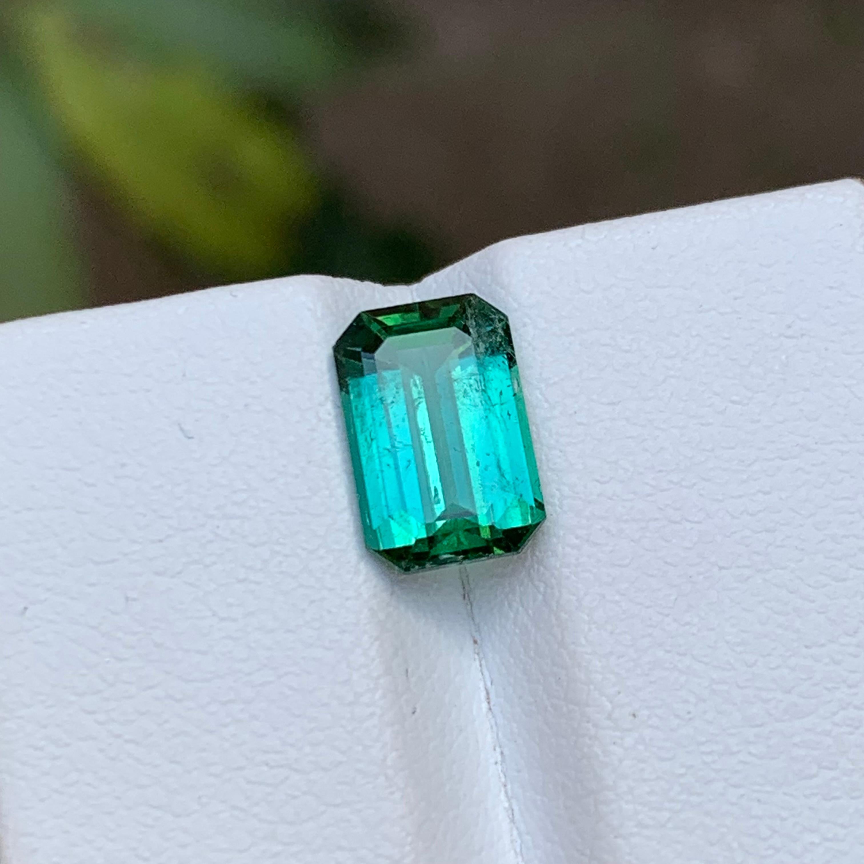 Rare Bluish Lagoon Green Natural Tourmaline Gemstone 2.70Ct Emerald Cut for Ring For Sale 6