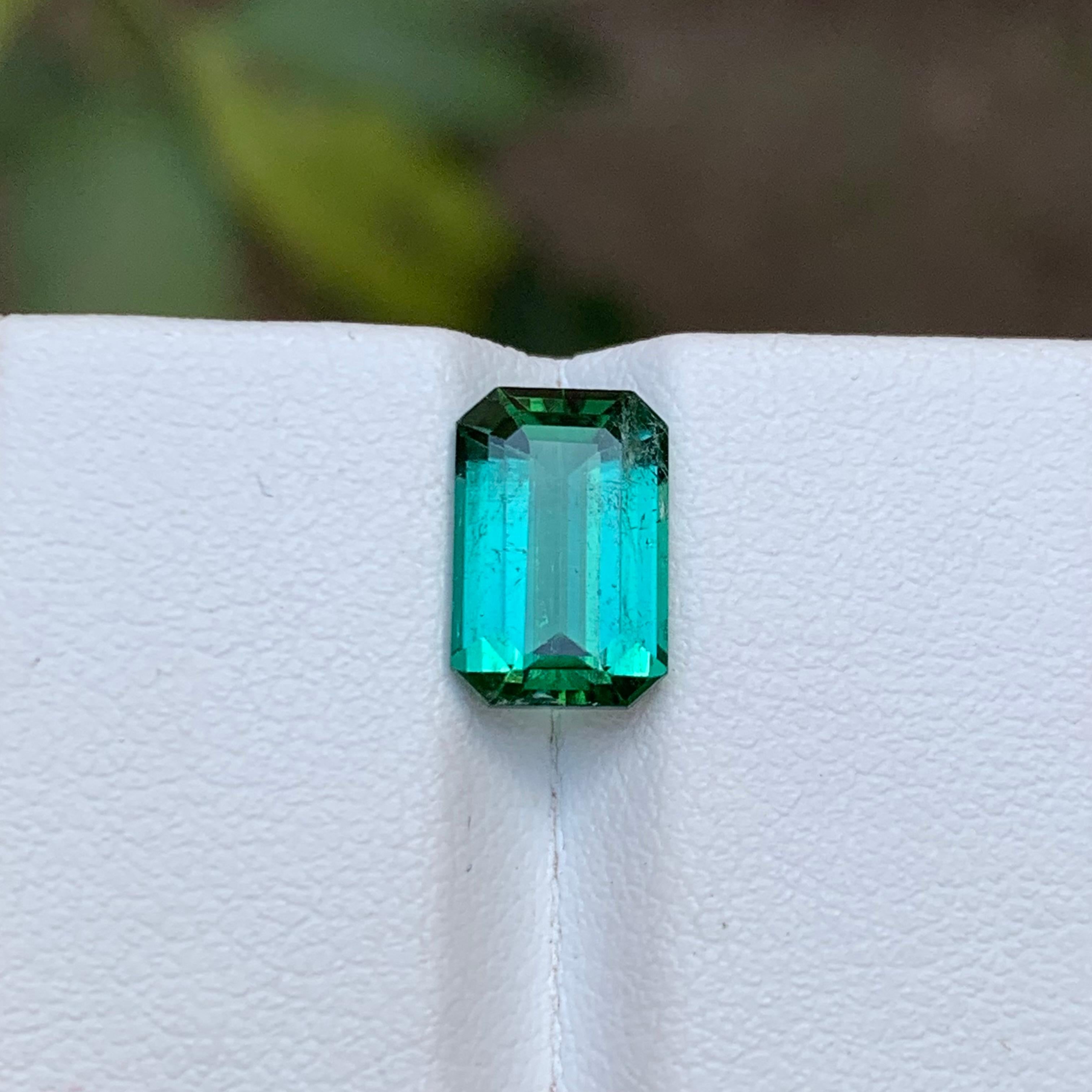 Rare Bluish Lagoon Green Natural Tourmaline Gemstone 2.70Ct Emerald Cut for Ring For Sale 8