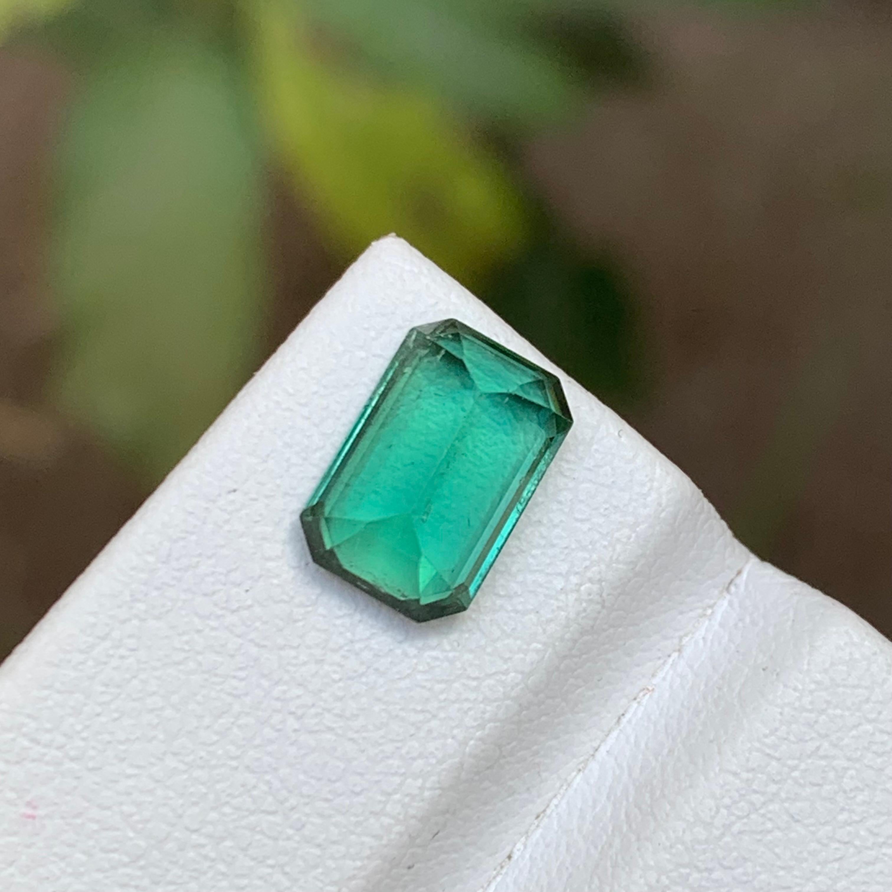 Rare Bluish Lagoon Green Natural Tourmaline Gemstone 2.70Ct Emerald Cut for Ring For Sale 1
