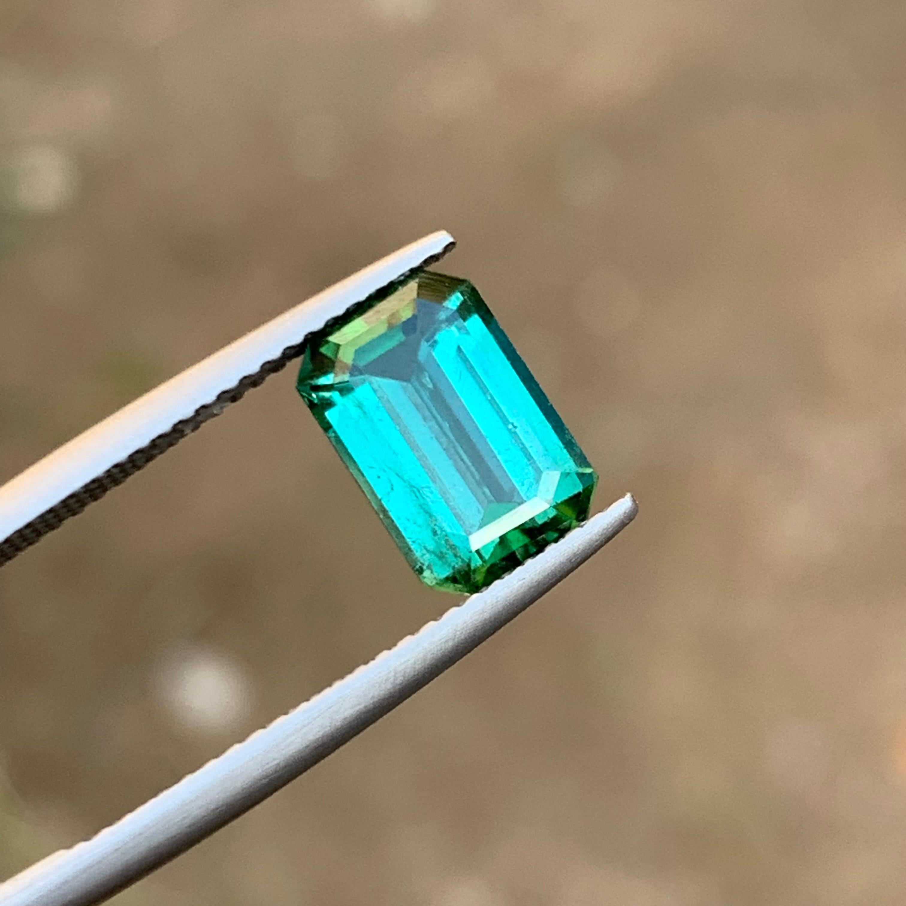 Rare Bluish Lagoon Green Natural Tourmaline Gemstone 2.70Ct Emerald Cut for Ring For Sale 2