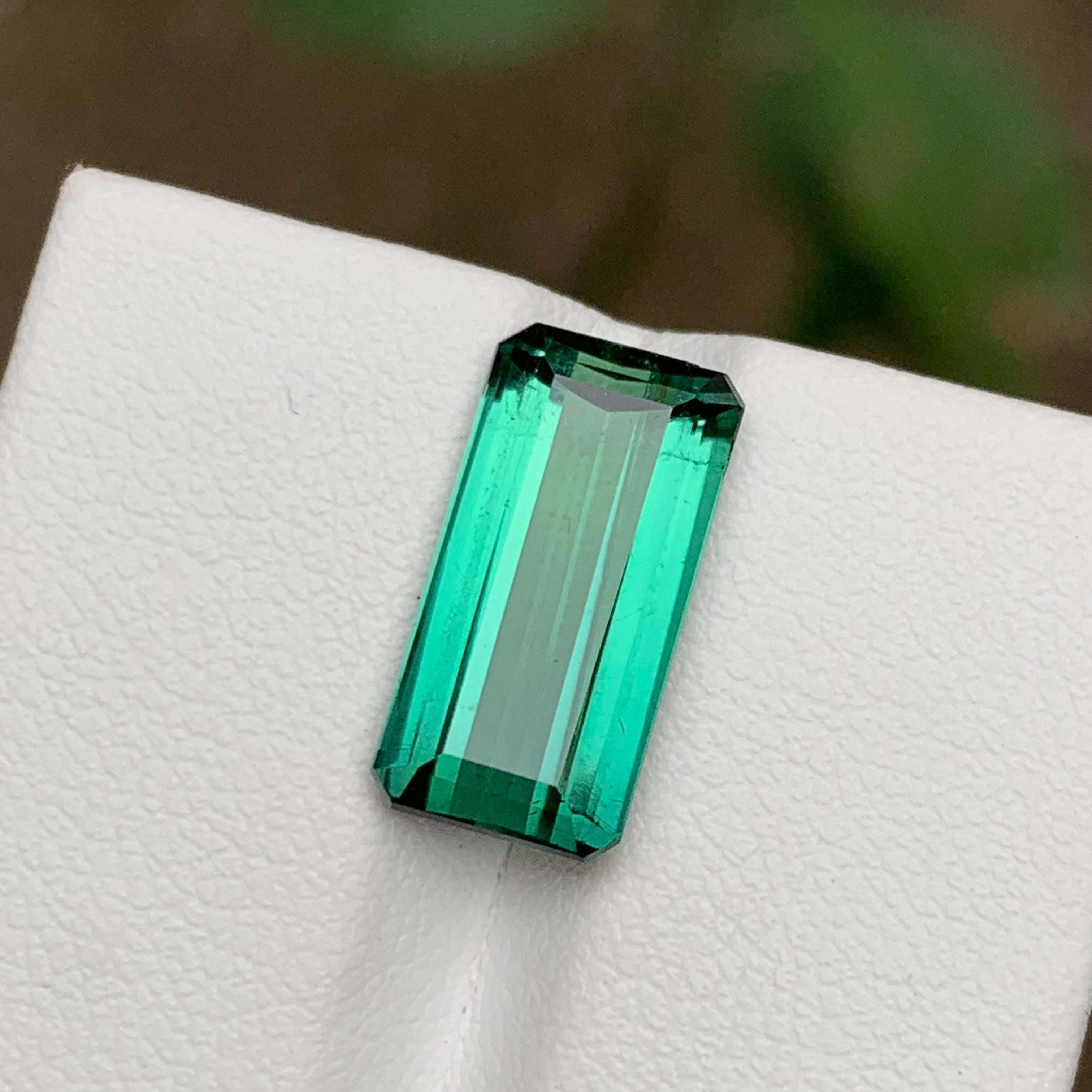 Rare Bluish Neon Green Natural Tourmaline Gemstone, 6.25 Ct Emerald Cut for Ring For Sale 9