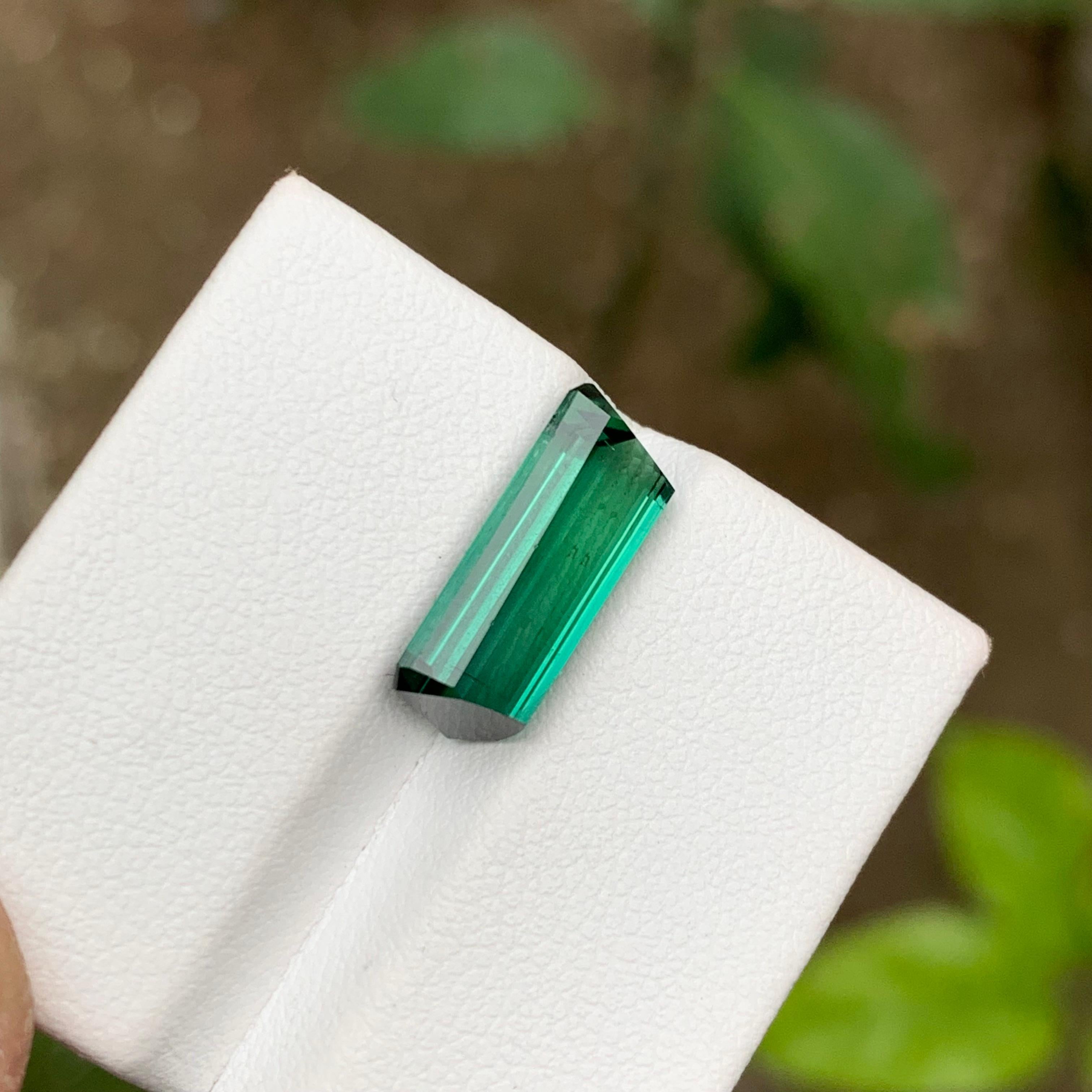 Rare Bluish Neon Green Natural Tourmaline Gemstone, 6.25 Ct Emerald Cut for Ring For Sale 1