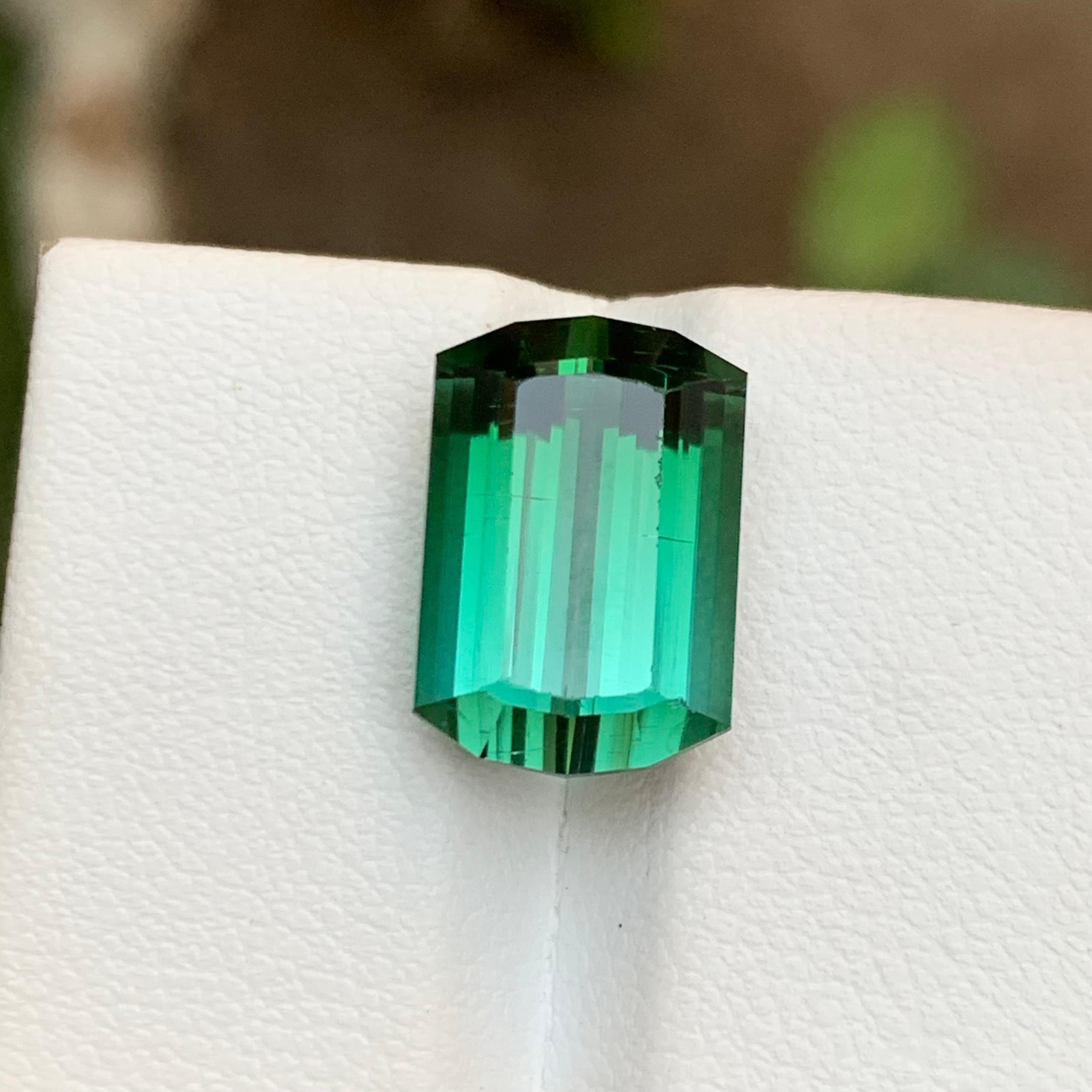 Contemporain Rare Tourmaline vert bleuté à deux tons, 10 Ct Modified Emerald Cut en vente