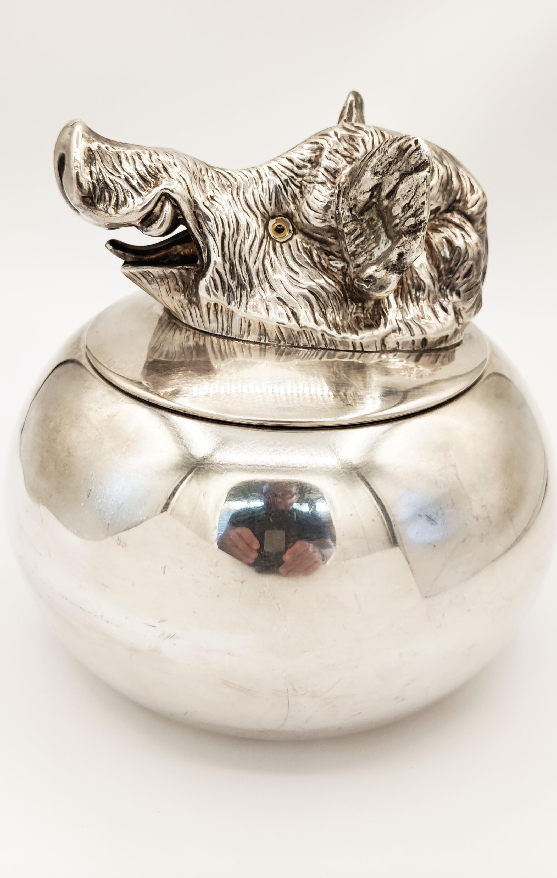 Rare Boar Silver Plated Ice Bucket by Valenti, Spain, 1970s 1