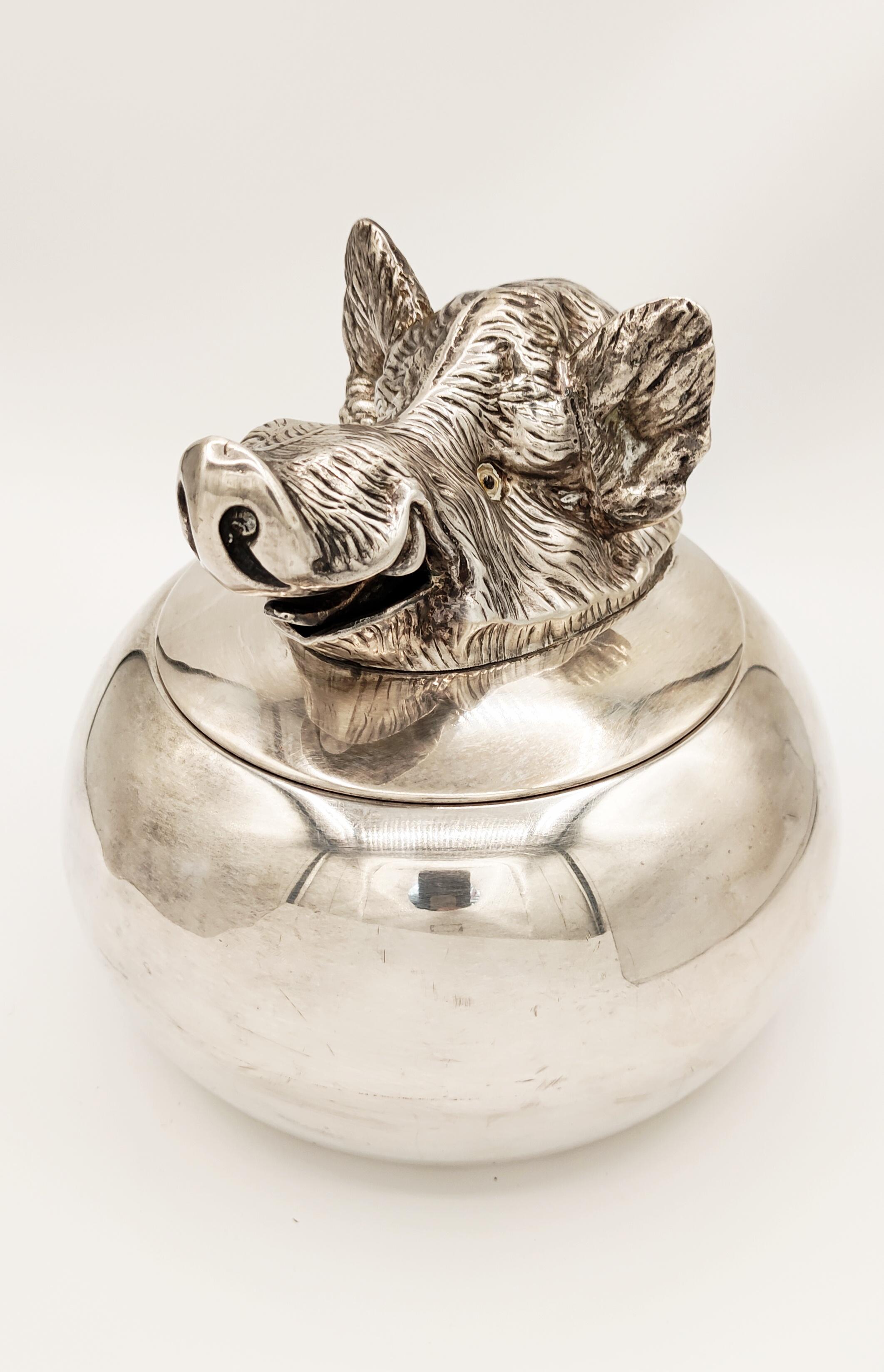 Rare Boar Silver Plated Ice Bucket by Valenti, Spain, 1970s 2
