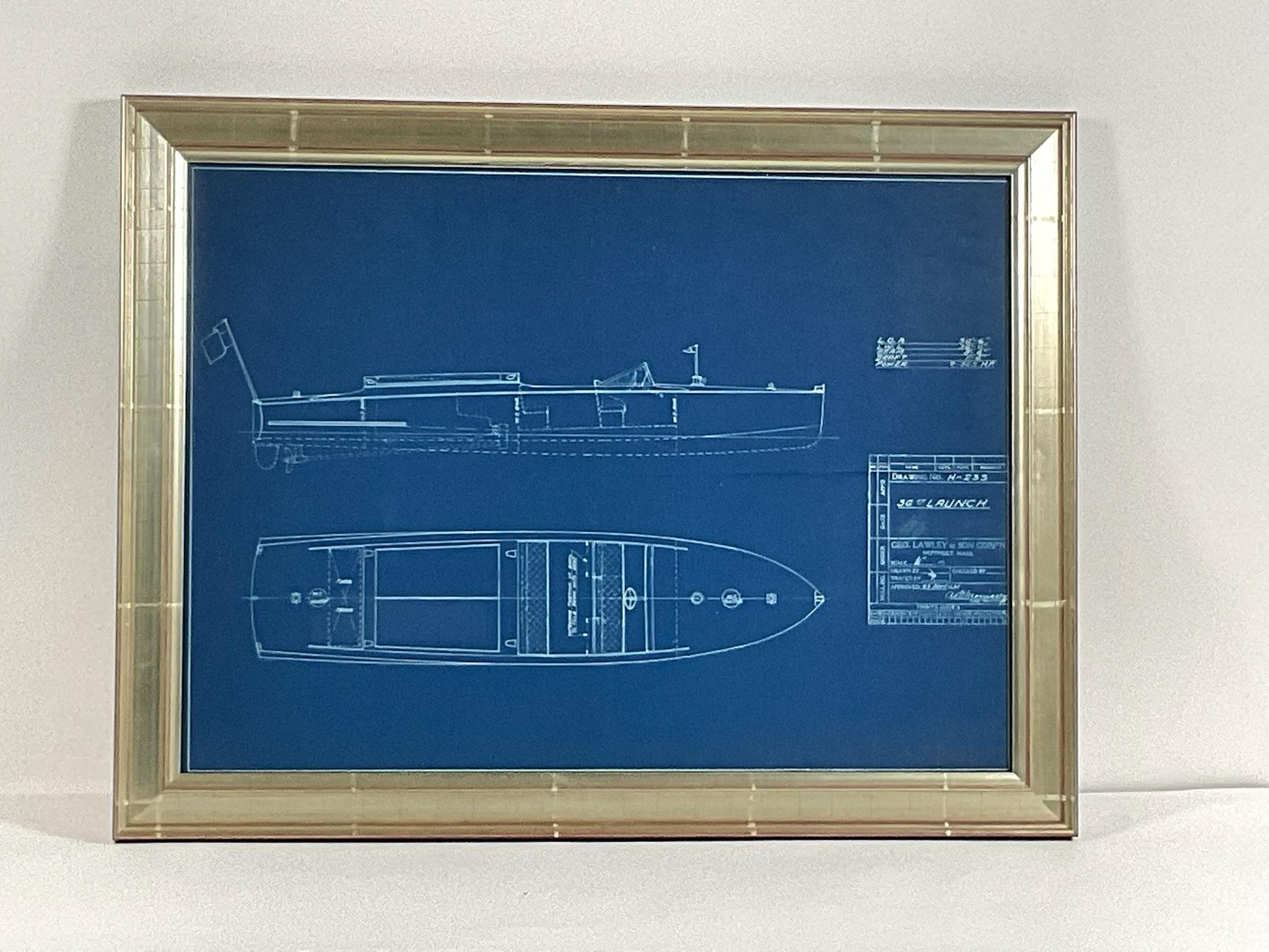 North American Rare Boat Blueprint from George Lawley For Sale
