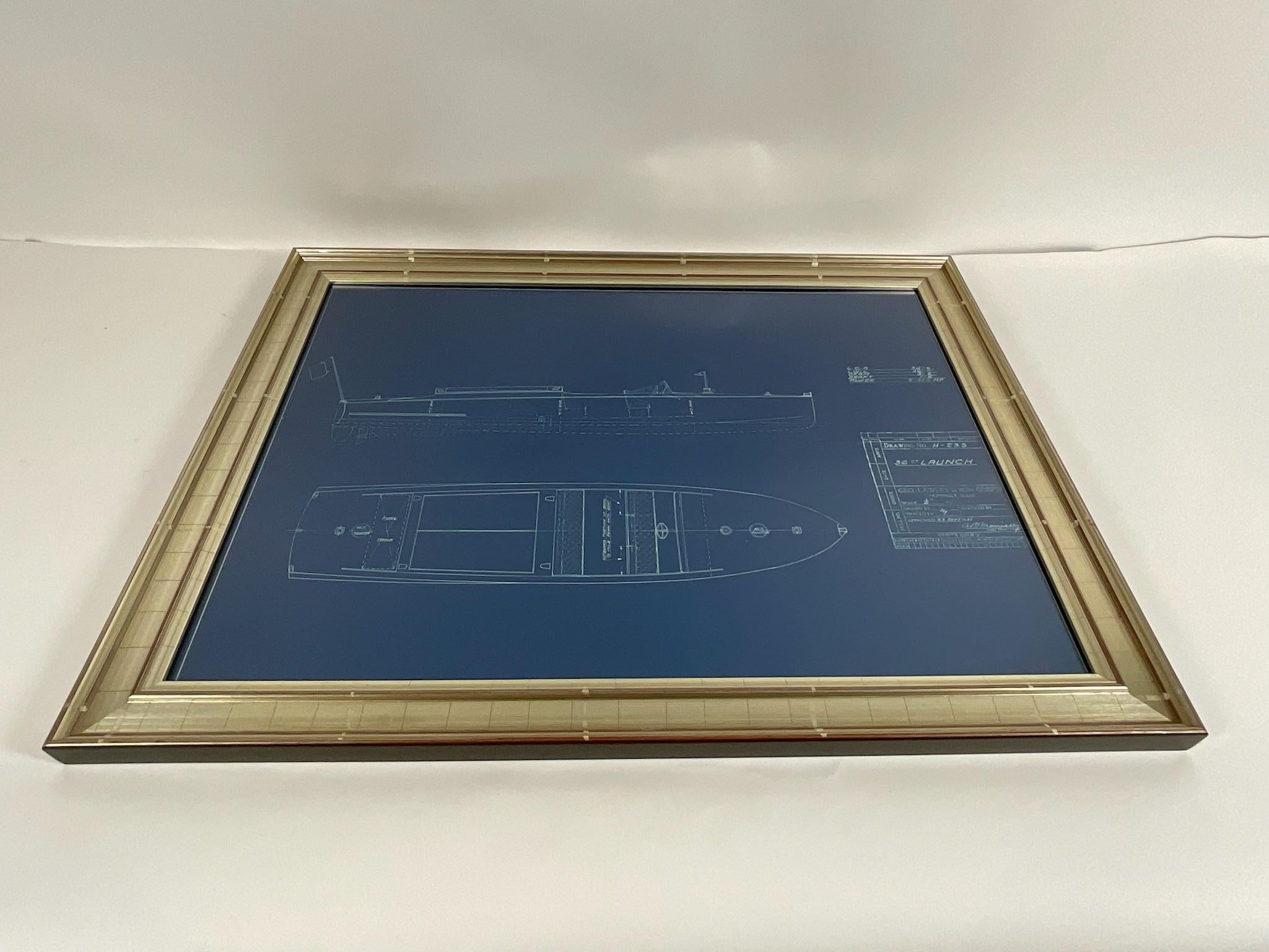 Mid-20th Century Rare Boat Blueprint from George Lawley For Sale