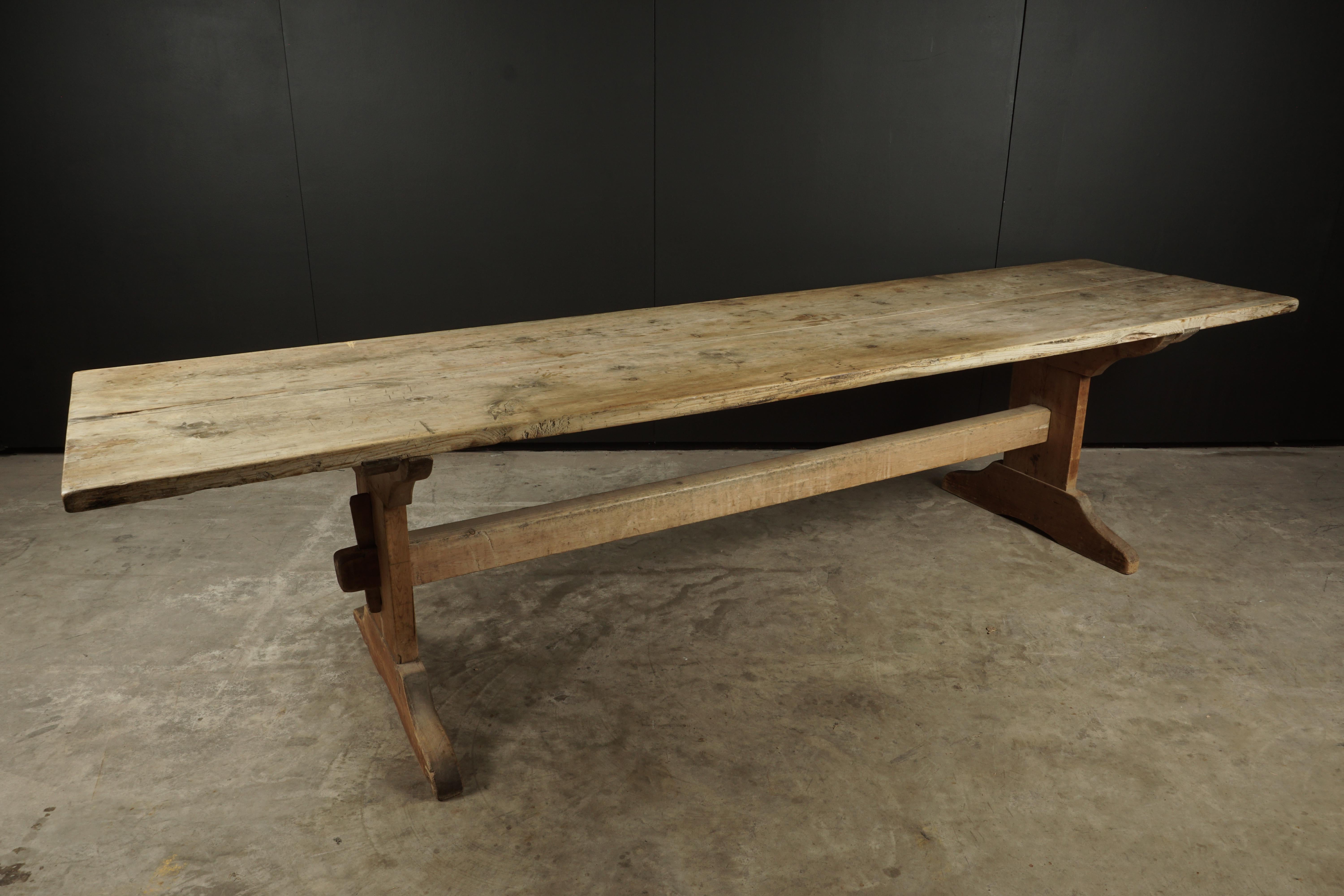 Rare large pine Bockbord table from Norway, circa 1800. Incredible wear and patina. Great condition.