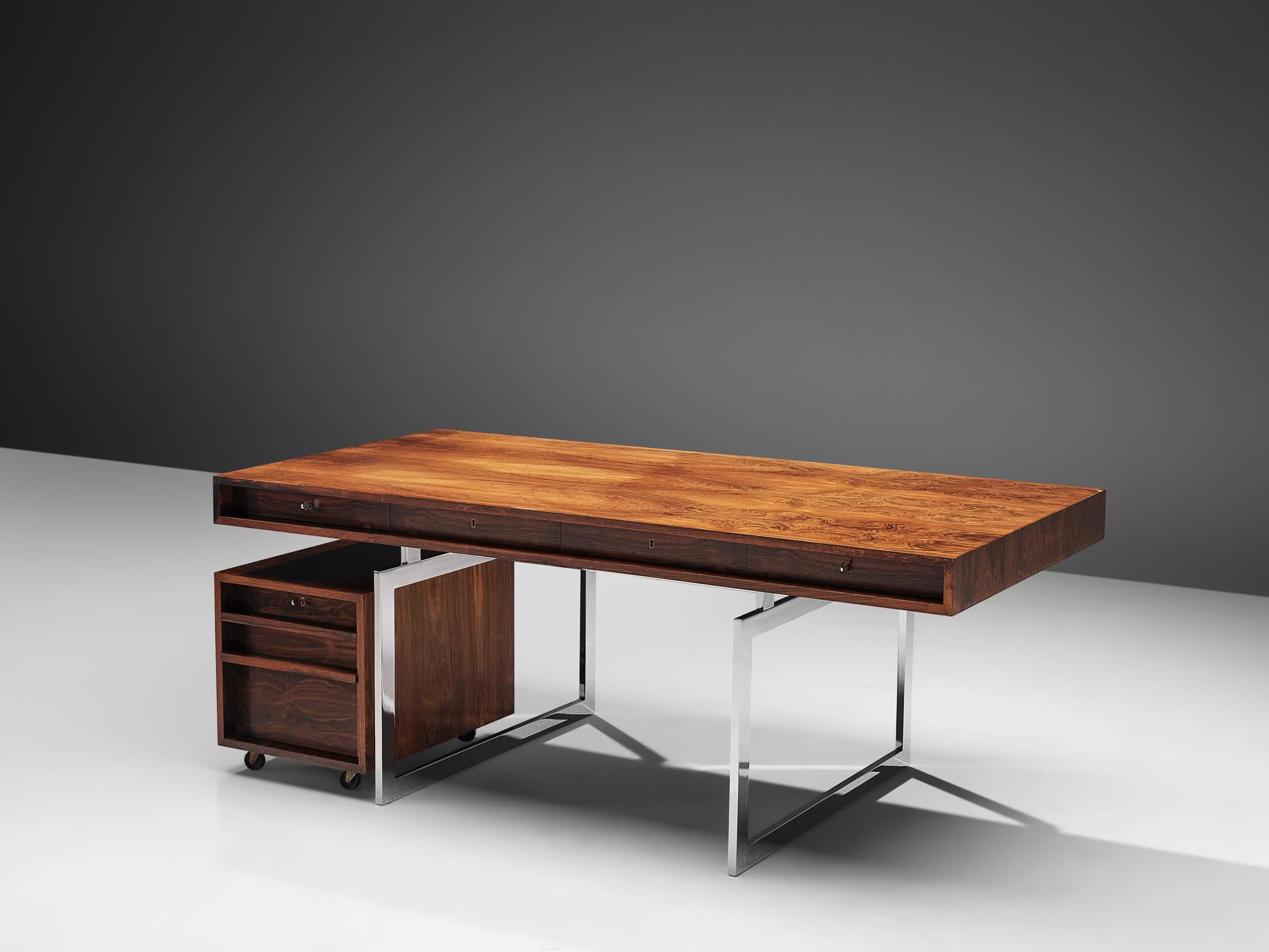 Scandinavian Modern Rare Bodil Kjaer Executive Writing Table and Cabinet
