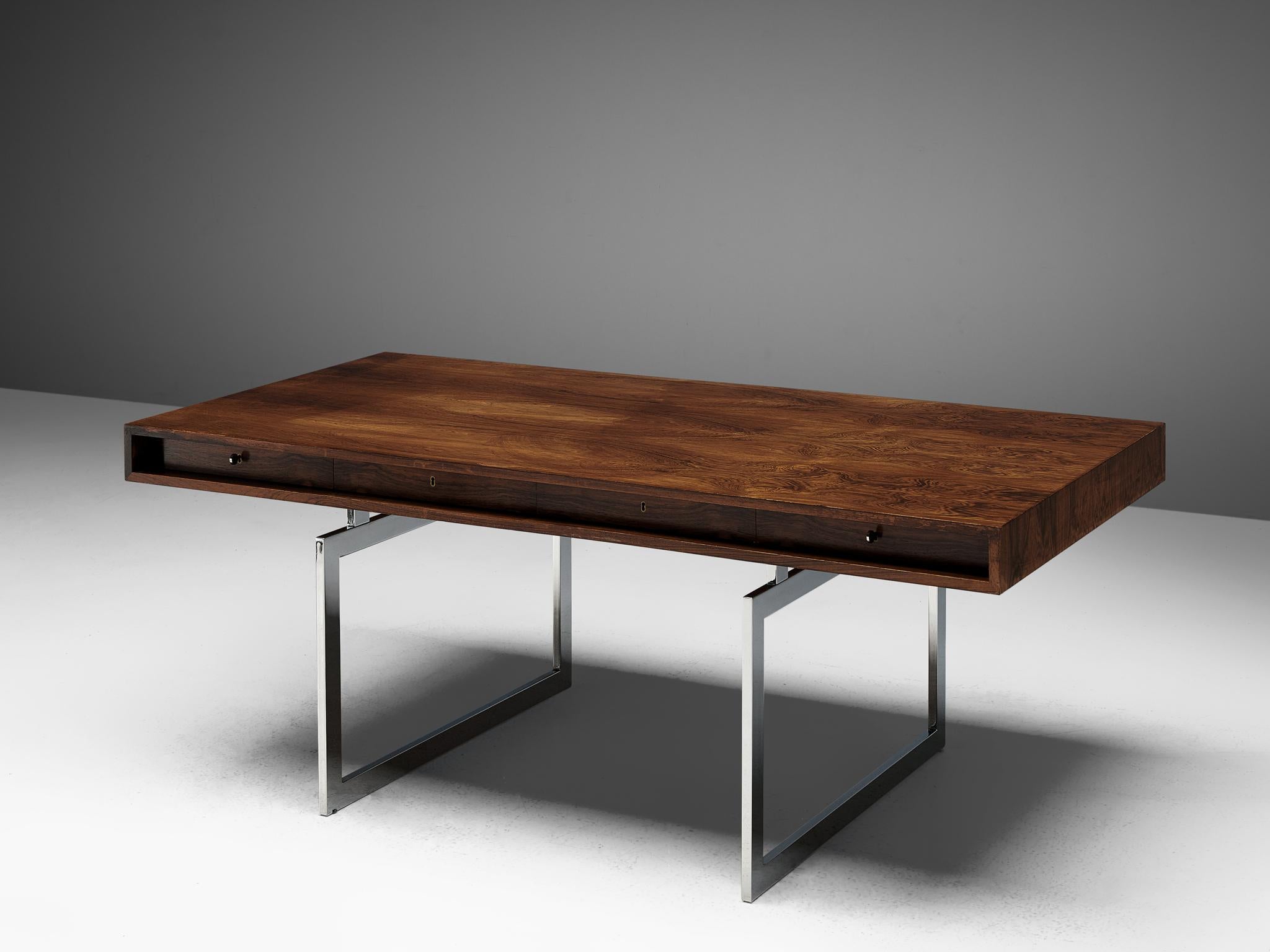 Danish Rare Bodil Kjaer Executive Writing Table and Cabinet